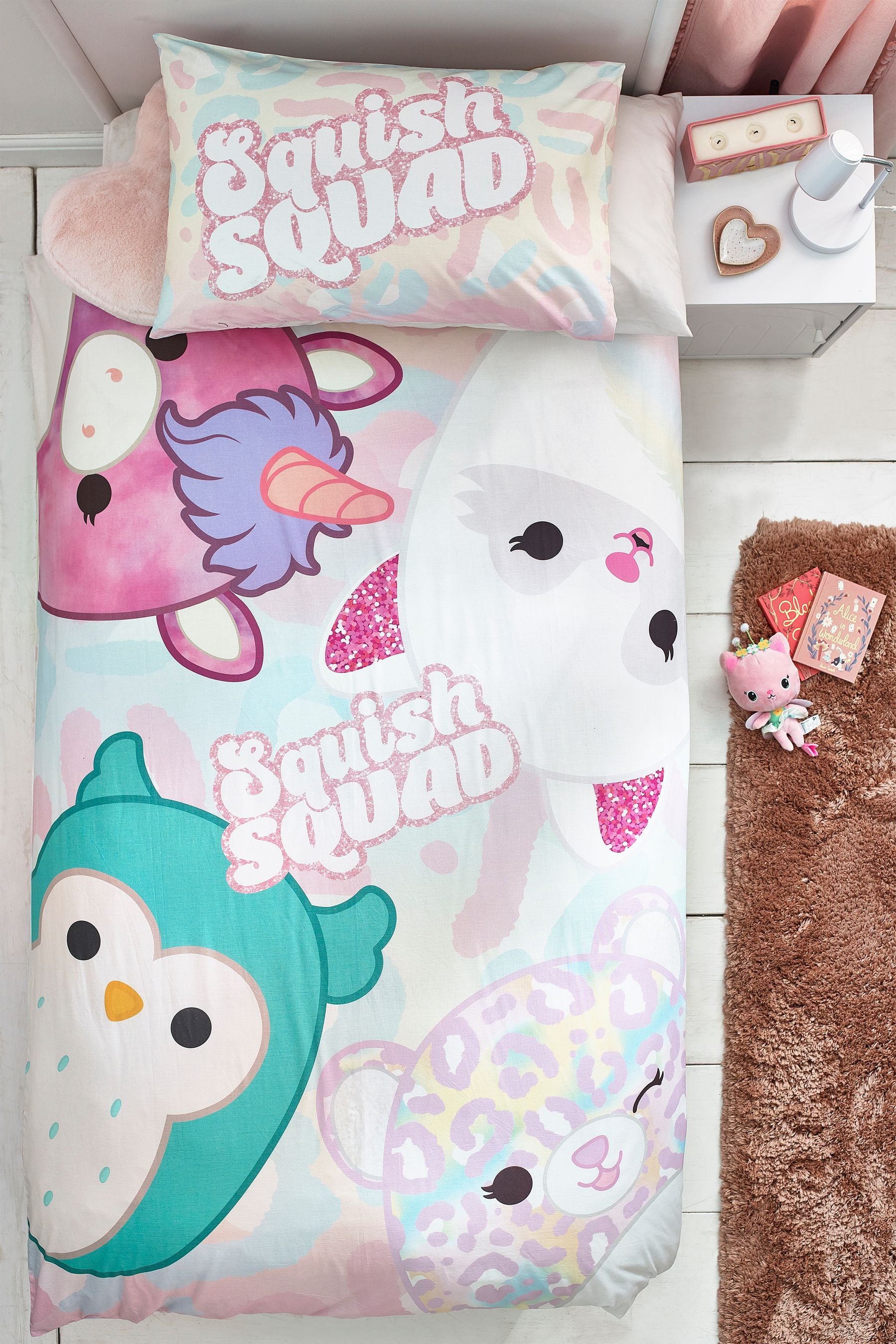 Squishmallows Pastel 100% Cotton Duvet Cover and Pillowcase Set