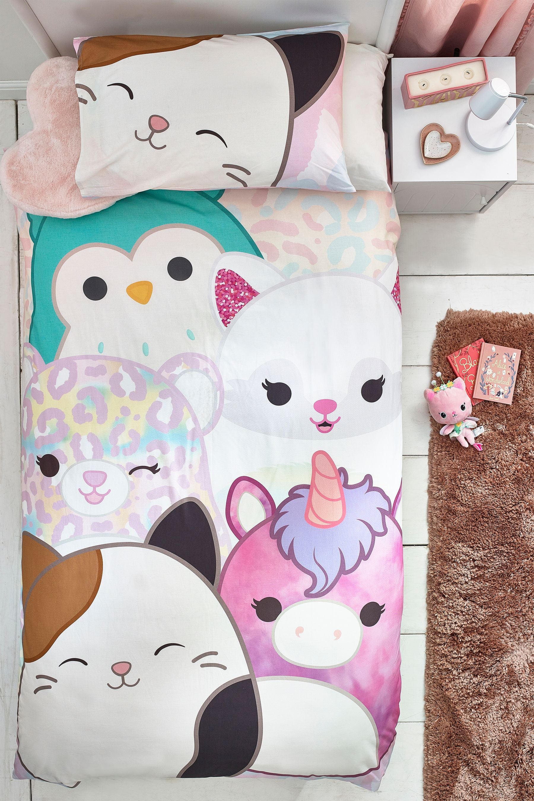 Squishmallows Pastel 100% Cotton Duvet Cover and Pillowcase Set