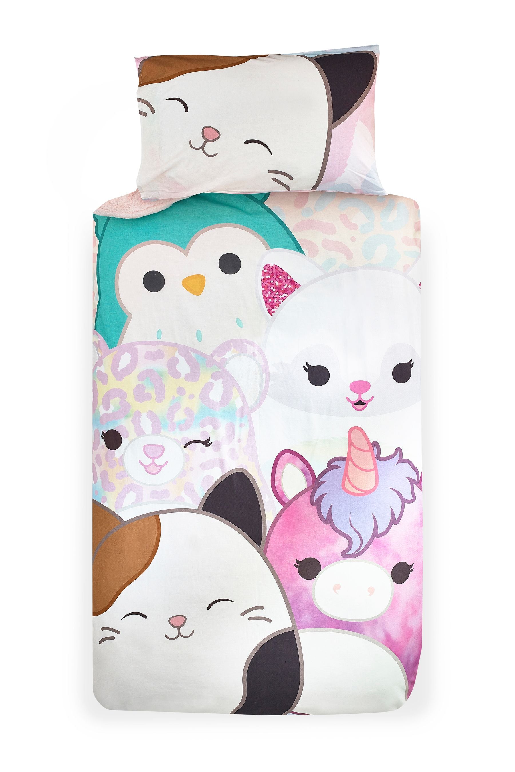 Squishmallows Pastel 100% Cotton Duvet Cover and Pillowcase Set