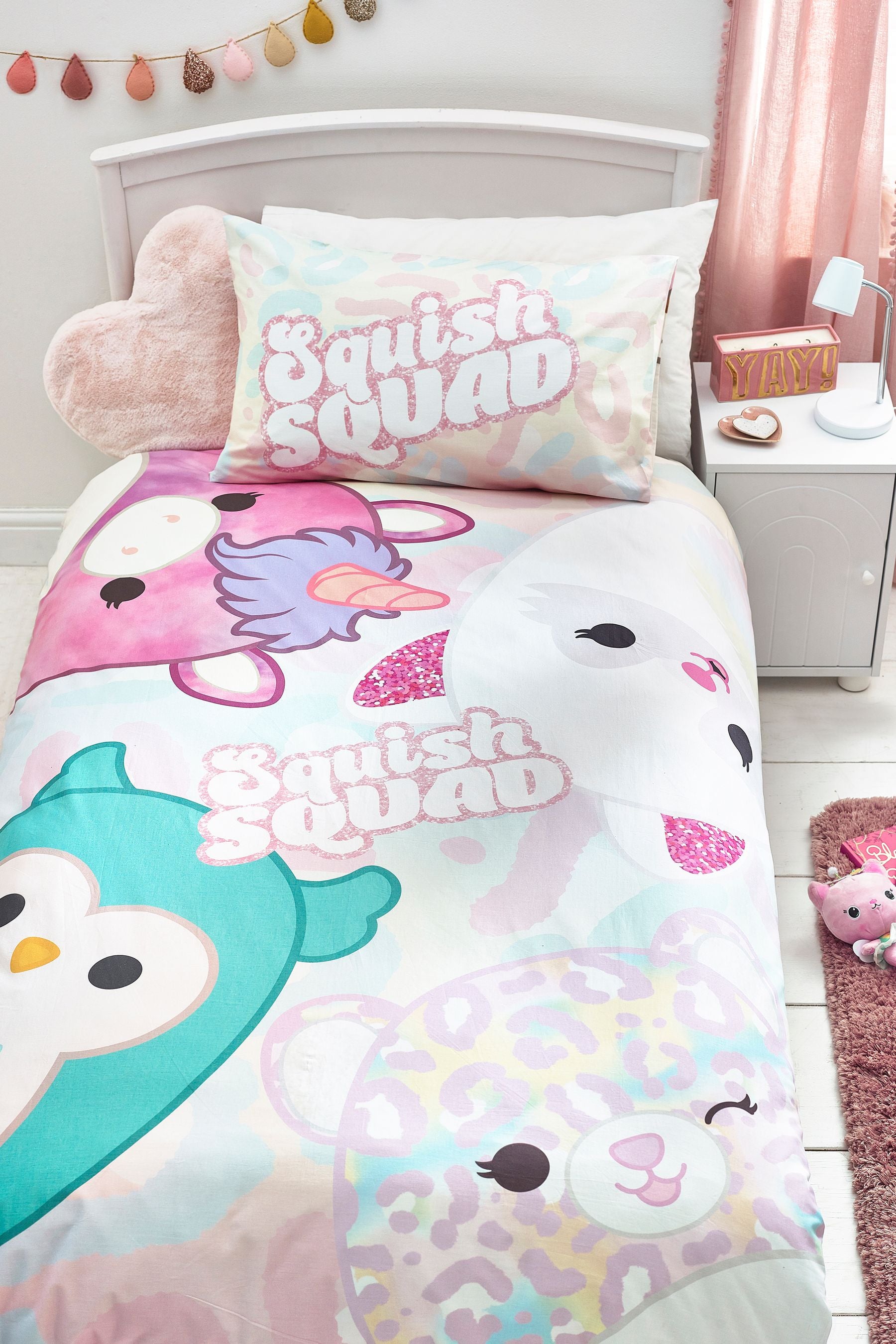 Squishmallows Pastel 100% Cotton Duvet Cover and Pillowcase Set