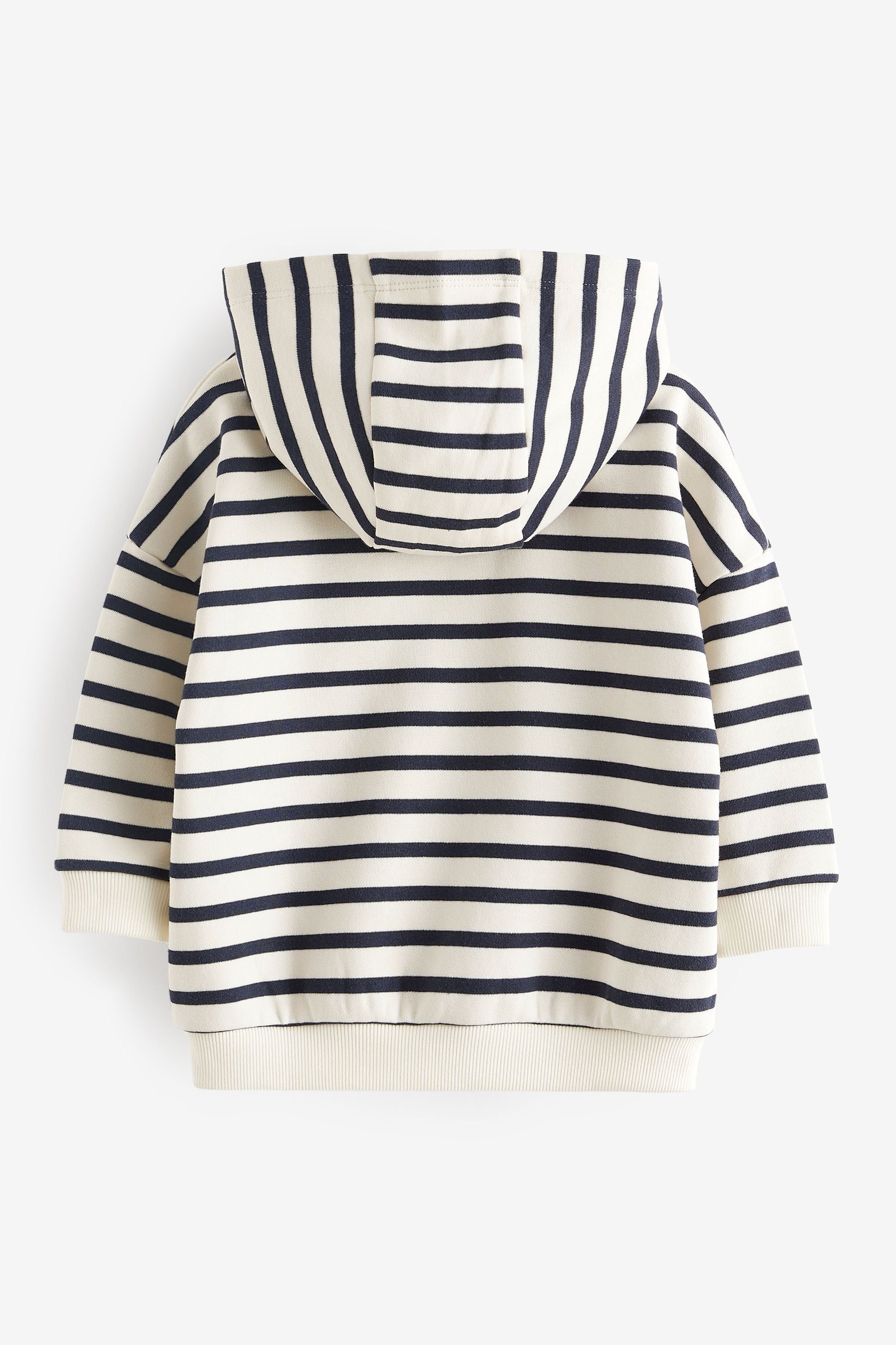 Ecru White/Navy Blue Stripe Zip Through Hoodie (3mths-7yrs)