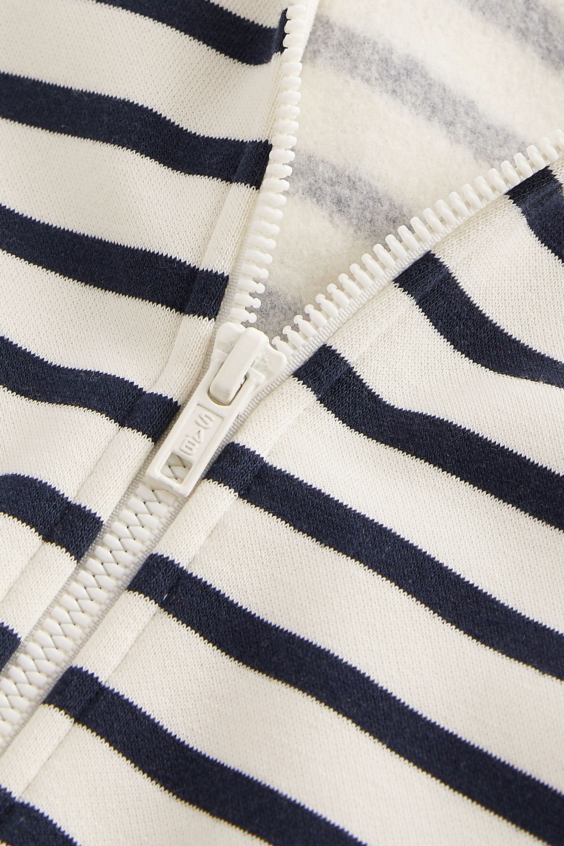 Ecru White/Navy Blue Stripe Zip Through Hoodie (3mths-7yrs)