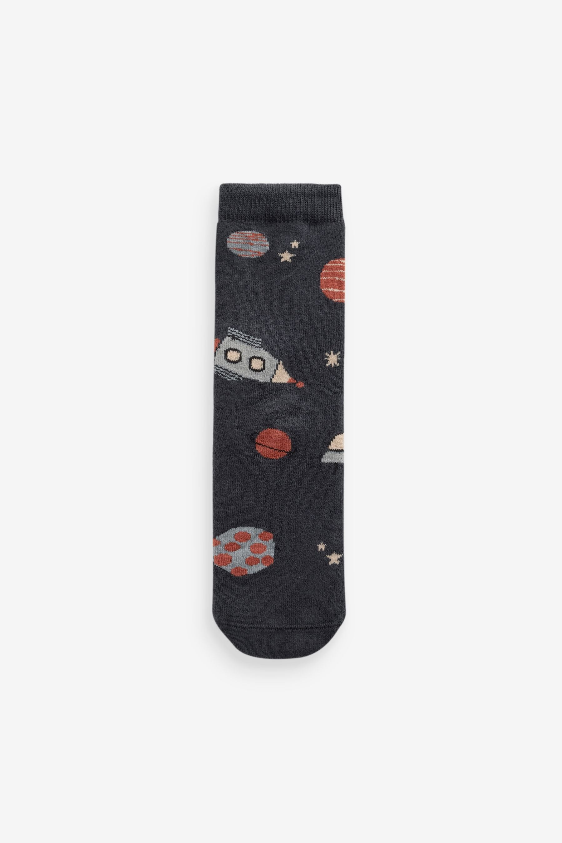 Multi Space Print Cosy Terry Cotton Rich Socks 5 Pack