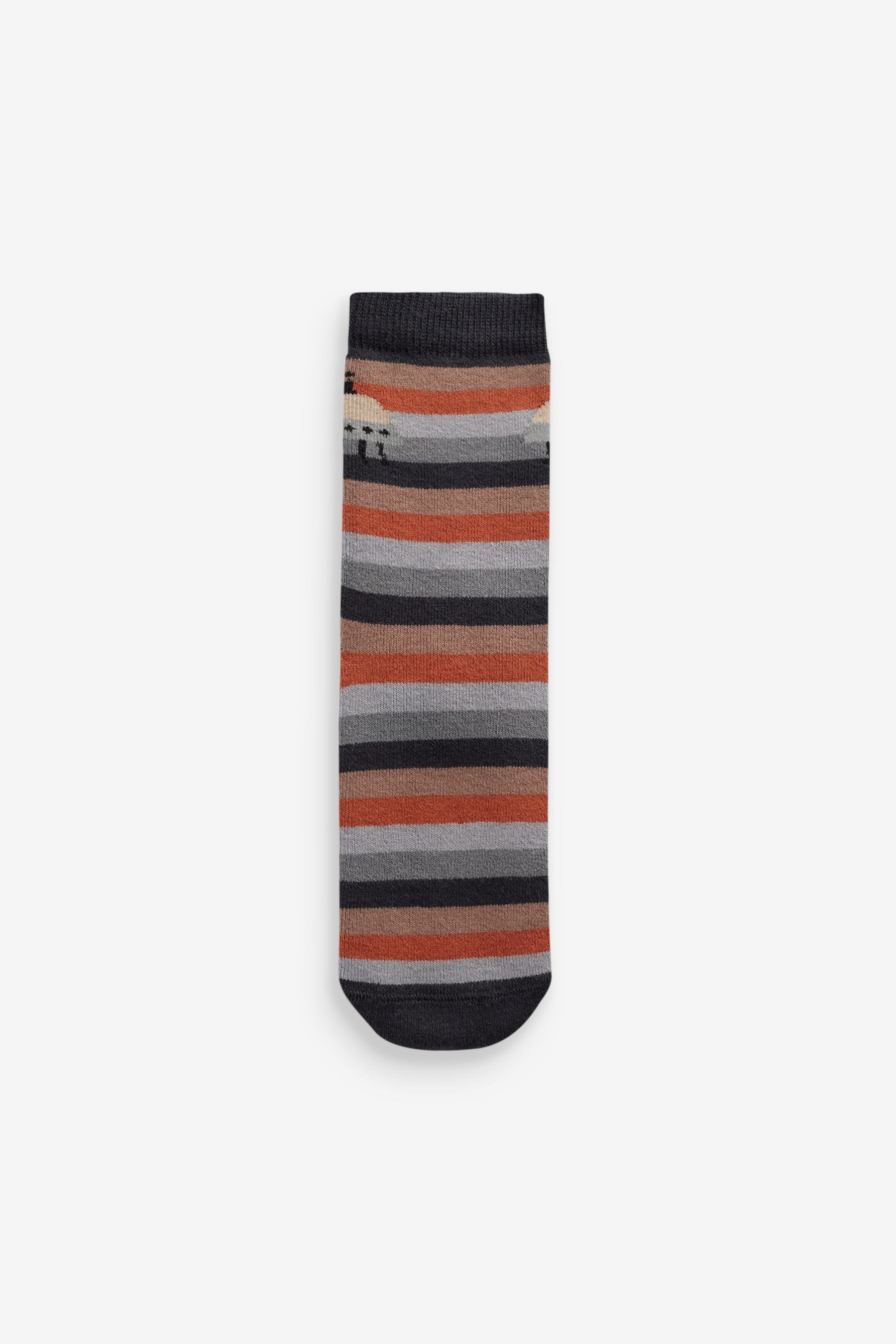 Multi Space Print Cosy Terry Cotton Rich Socks 5 Pack