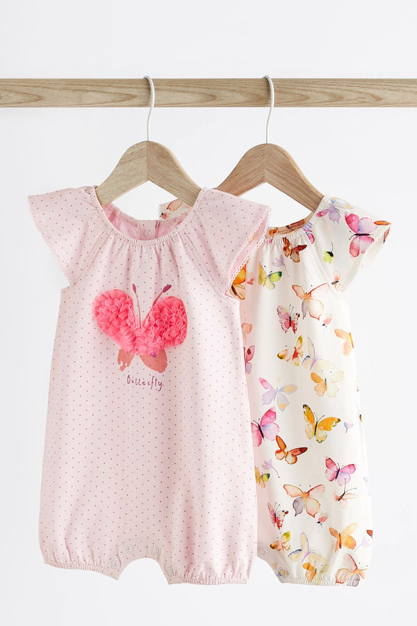 Pink Butterfly Baby Rompers 2 Pack