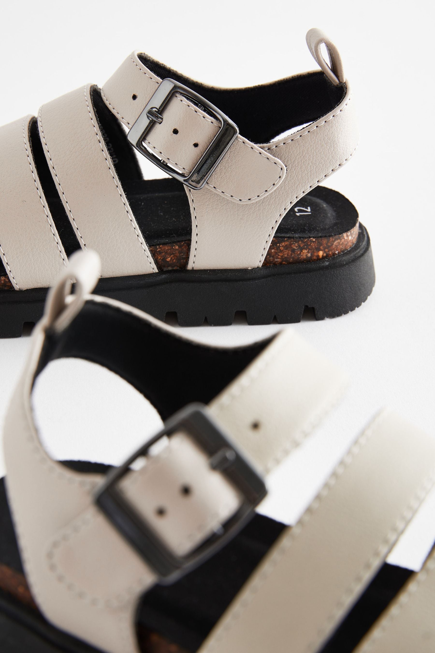 White Chunky Corkbed Sandals