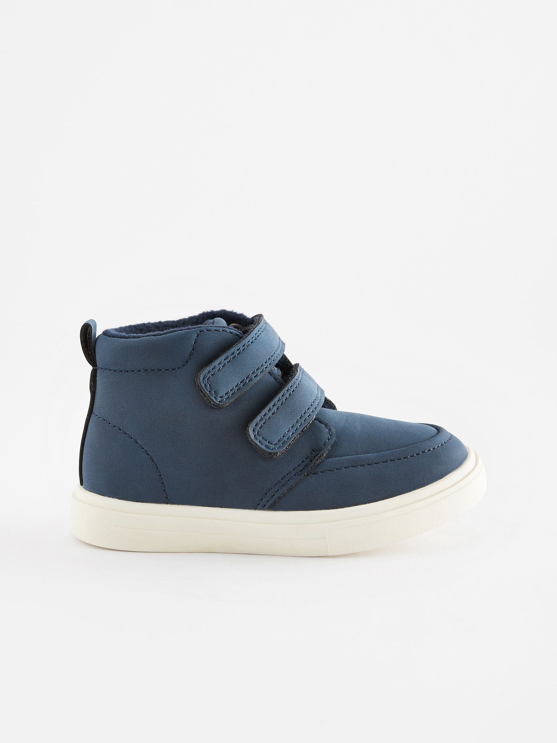 Navy Blue With Off White Sole Standard Fit (F) Warm Lined Touch Fastening Boots