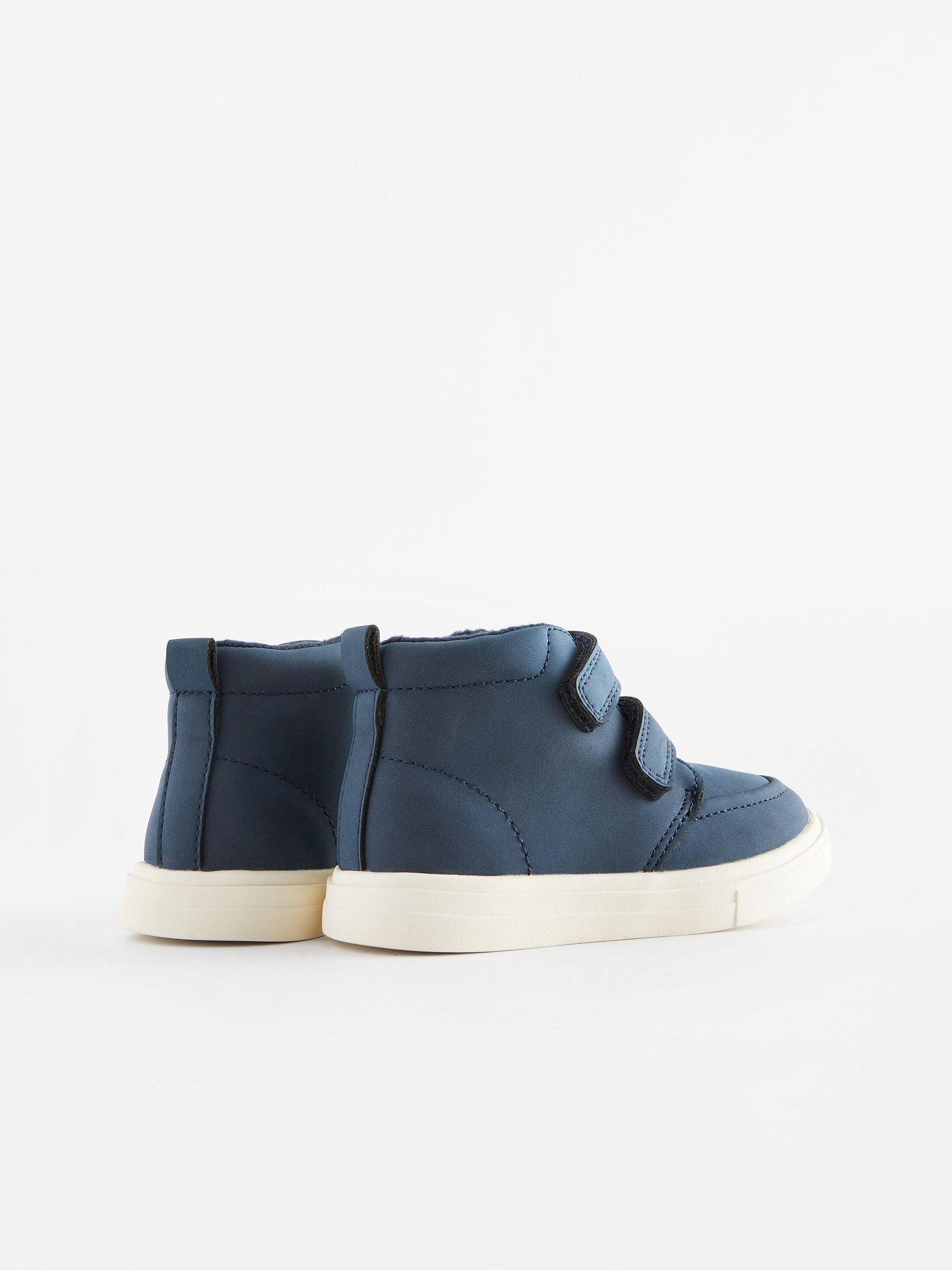 Navy Blue With Off White Sole Standard Fit (F) Warm Lined Touch Fastening Boots