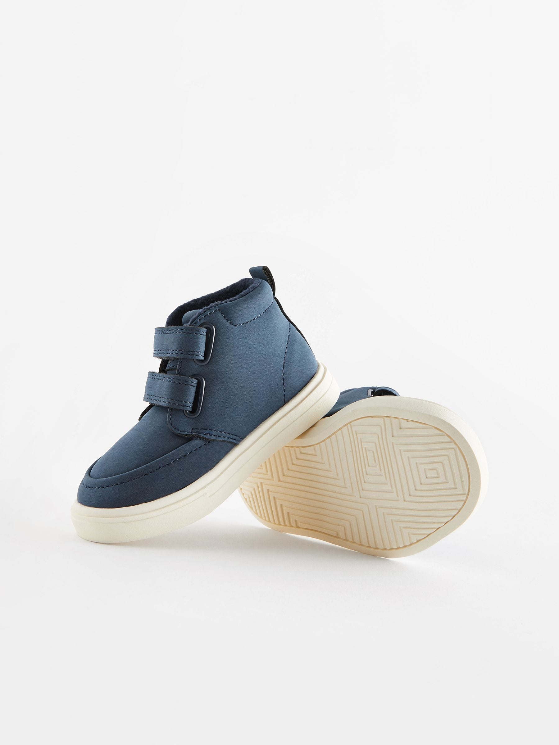 Navy Blue With Off White Sole Standard Fit (F) Warm Lined Touch Fastening Boots