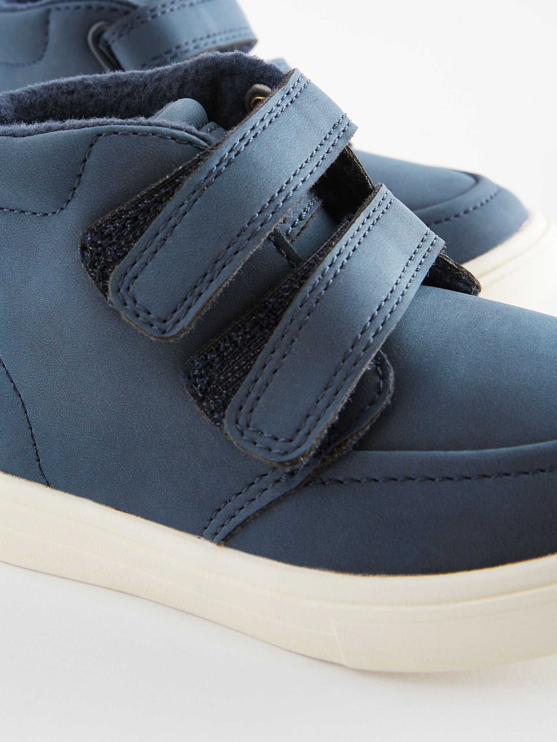 Navy Blue With Off White Sole Standard Fit (F) Warm Lined Touch Fastening Boots