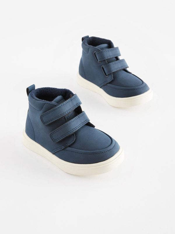 Navy Blue With Off White Sole Warm Lined Touch Fastening Boots