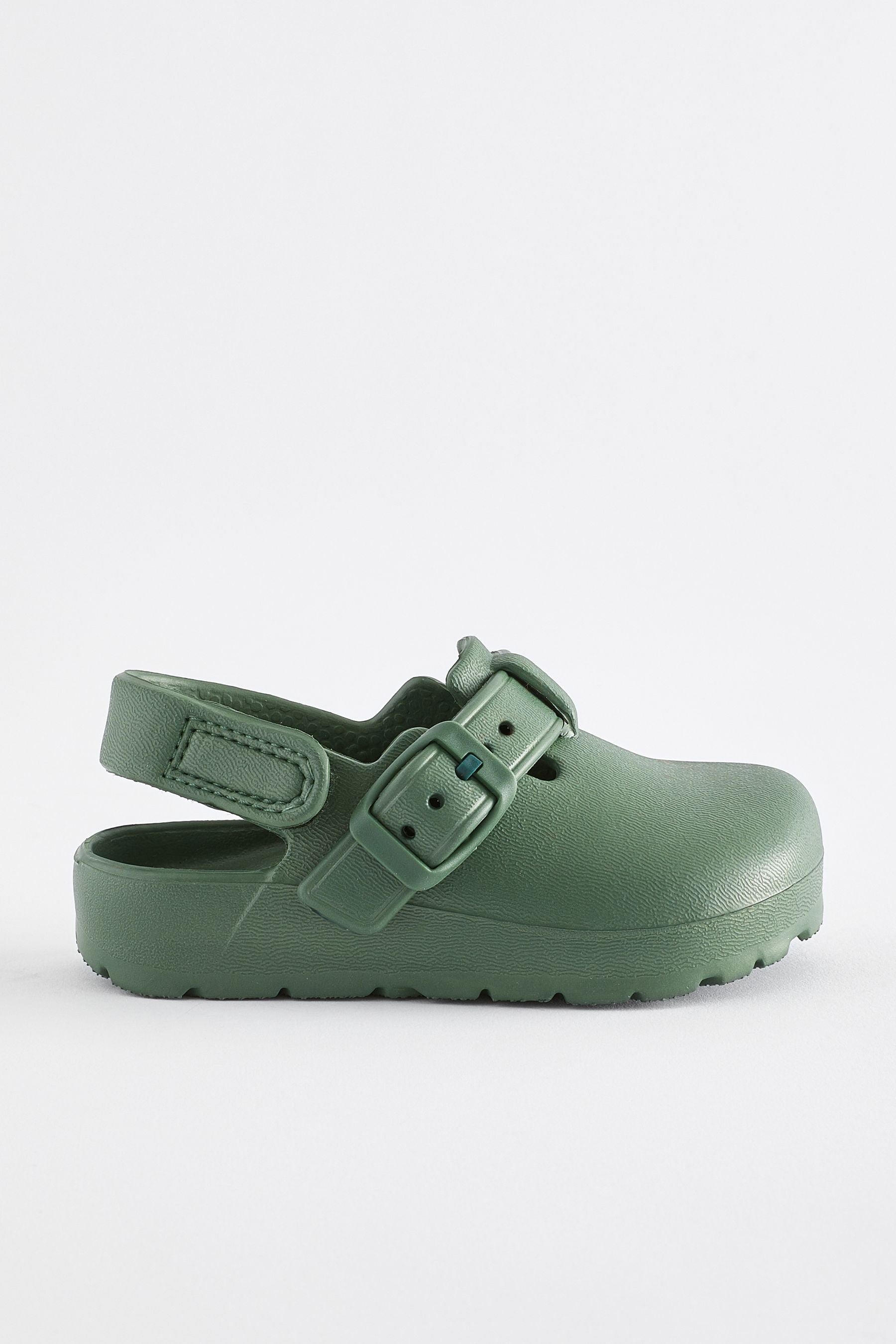 Khaki Green Buckle Clogs