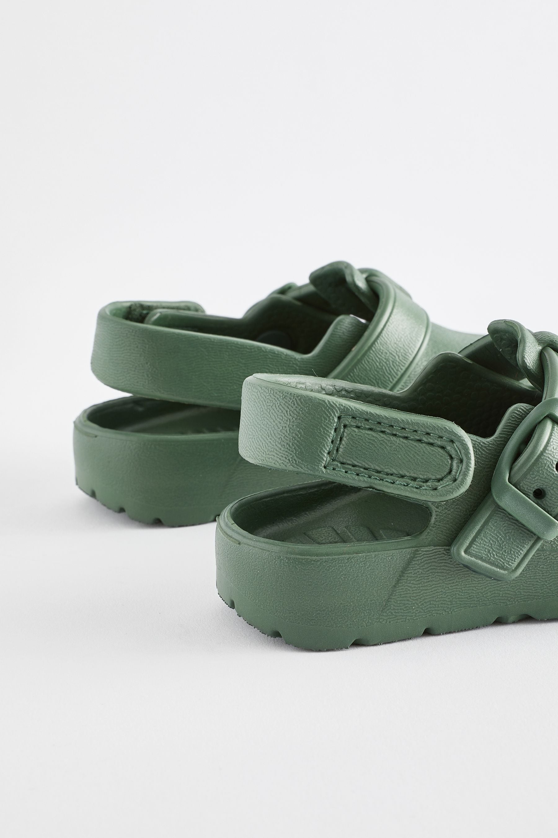 Khaki Green Buckle Clogs