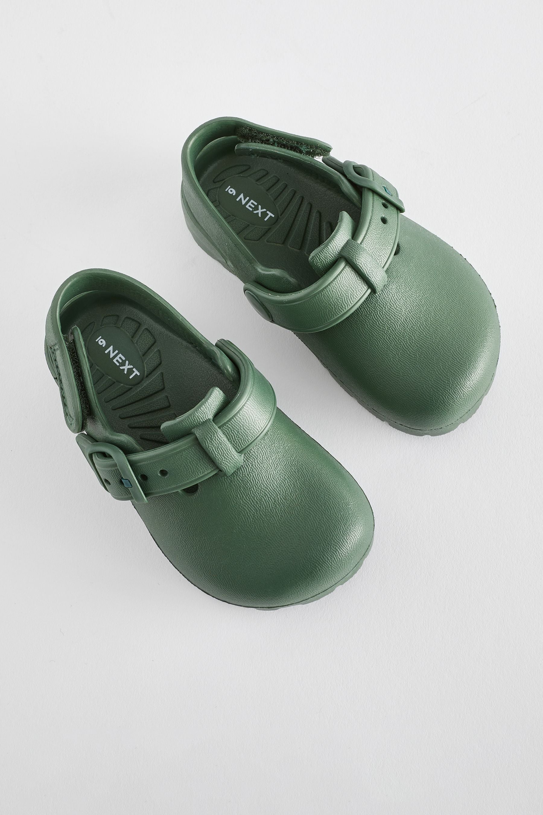 Khaki Green Buckle Clogs