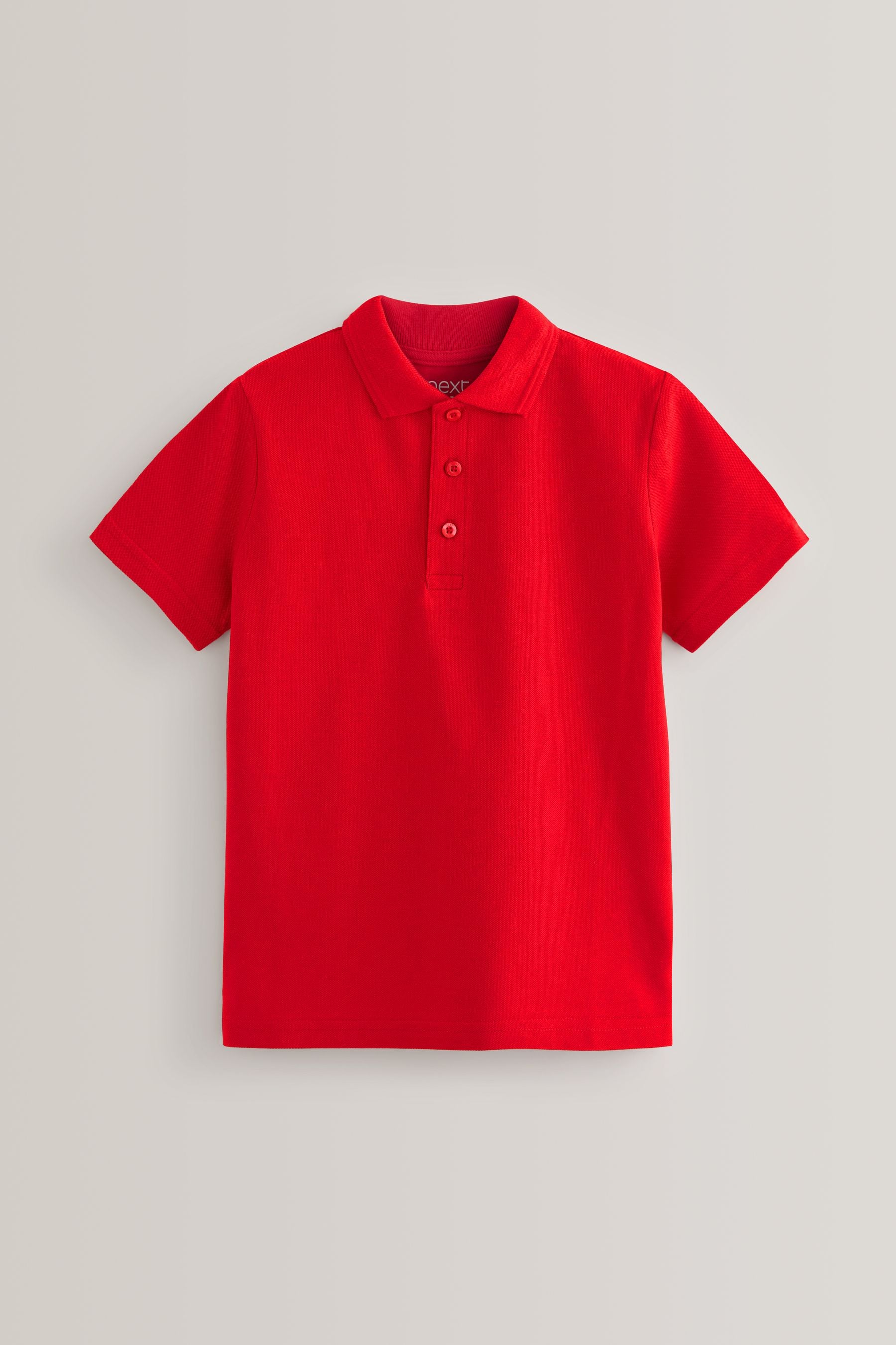 Red 2 Pack Cotton School Short Sleeve 100% Cotton Polo Shirts (3-16yrs)