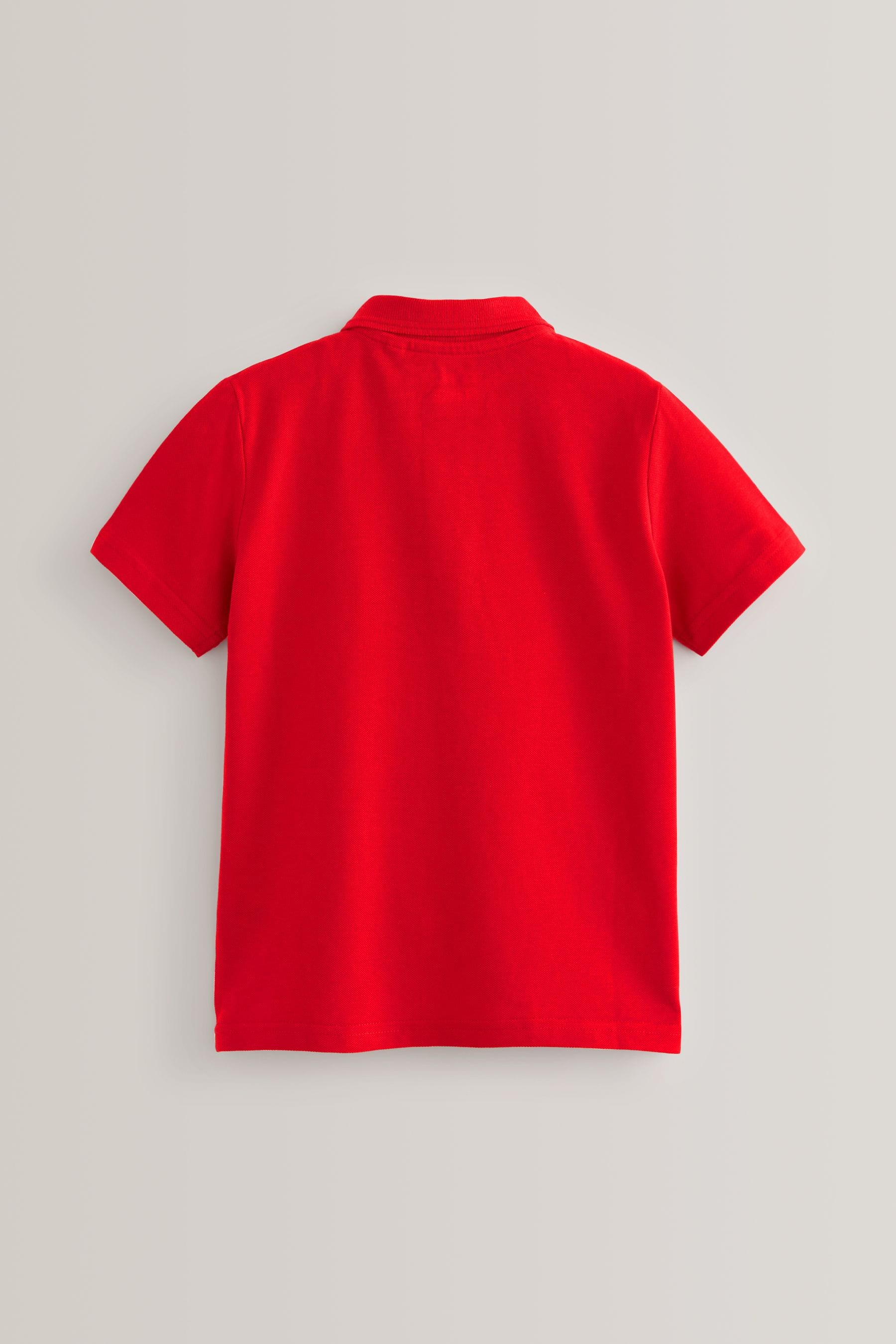 Red 2 Pack Cotton School Short Sleeve 100% Cotton Polo Shirts (3-16yrs)