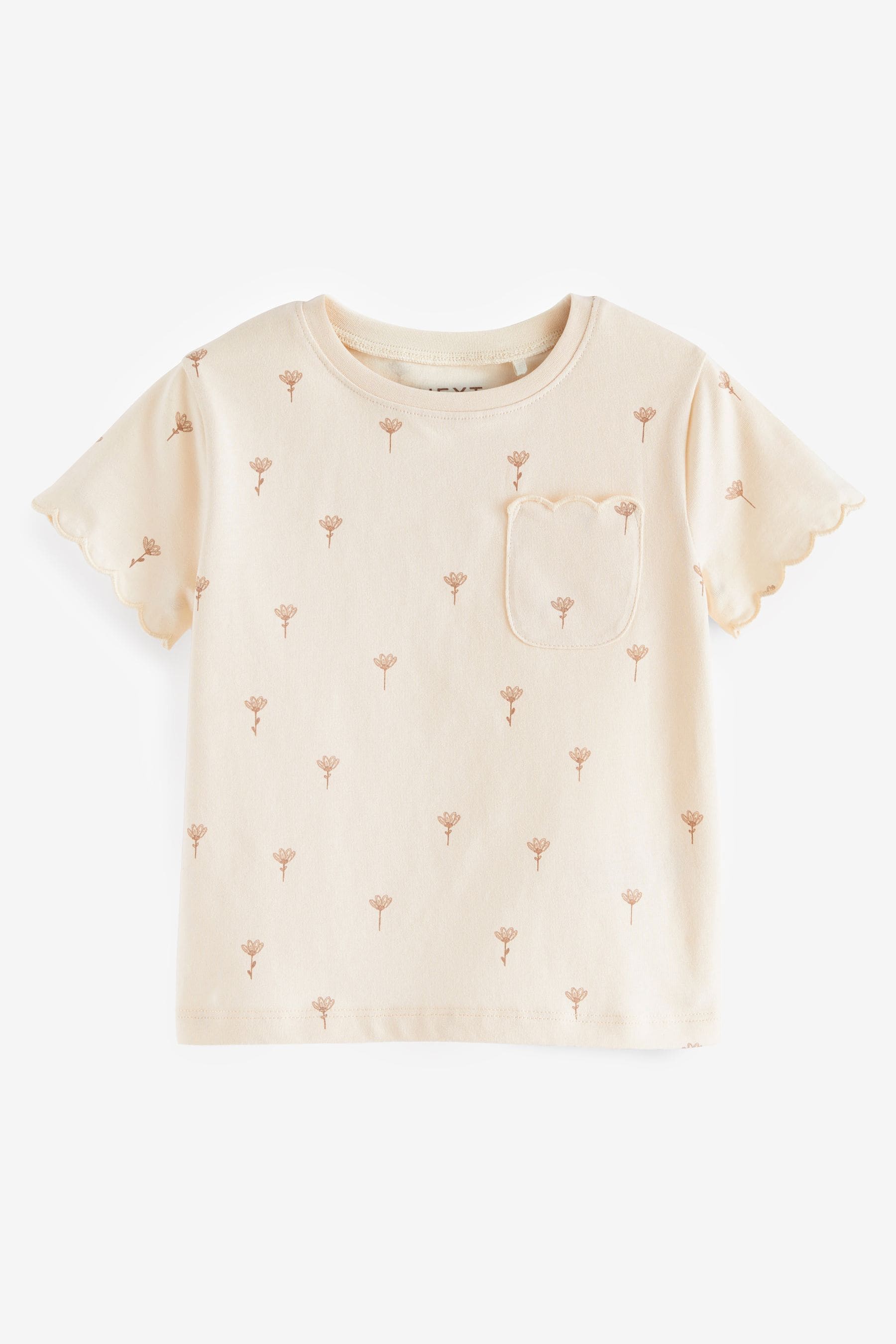 Pale Pink Short Sleeve Scallop 100% Cotton T-Shirt (3mths-7yrs)