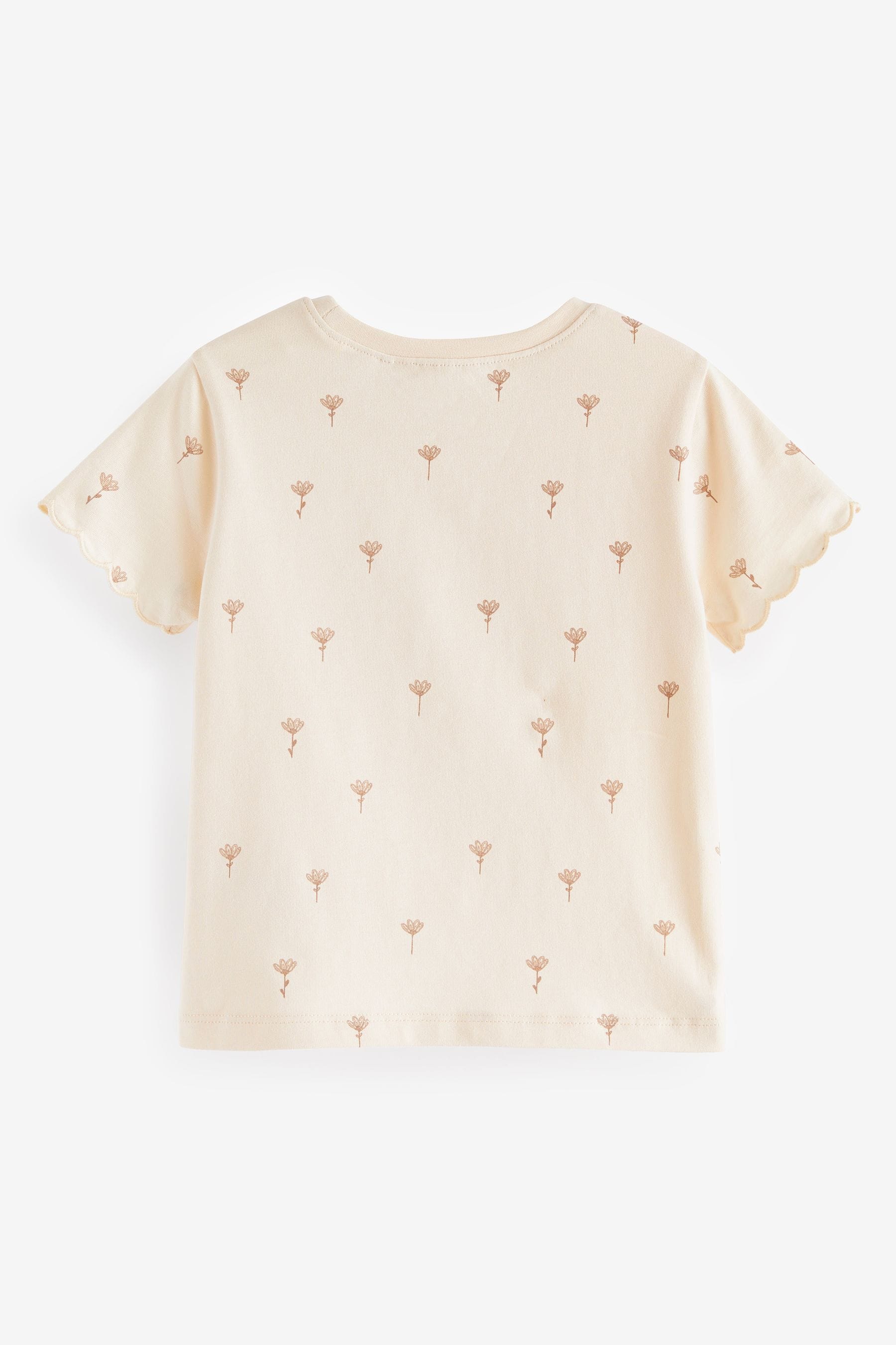 Pale Pink Short Sleeve Scallop 100% Cotton T-Shirt (3mths-7yrs)