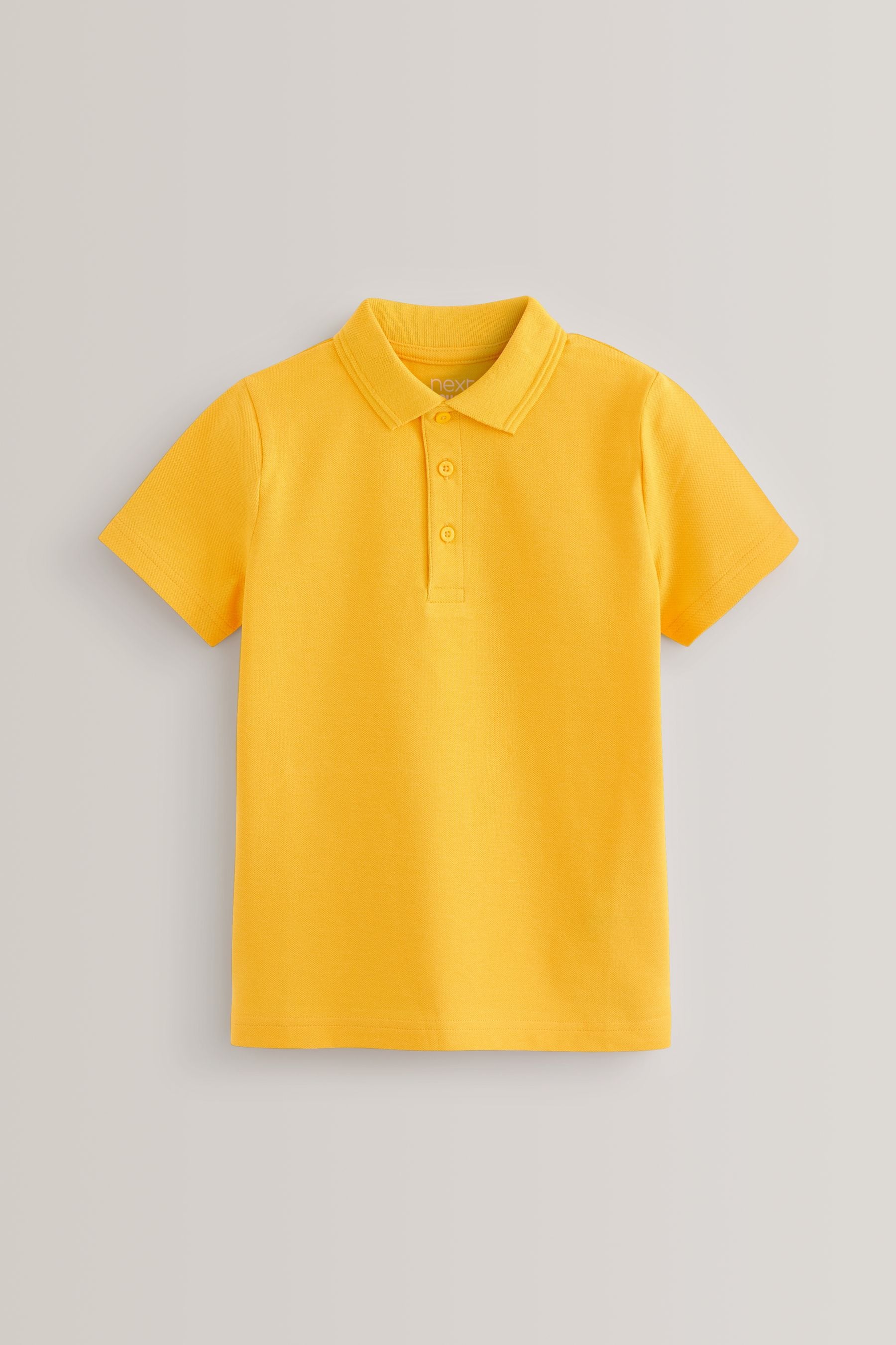 Yellow 2 Pack Cotton School Short Sleeve 100% Cotton Polo Shirts (3-16yrs)