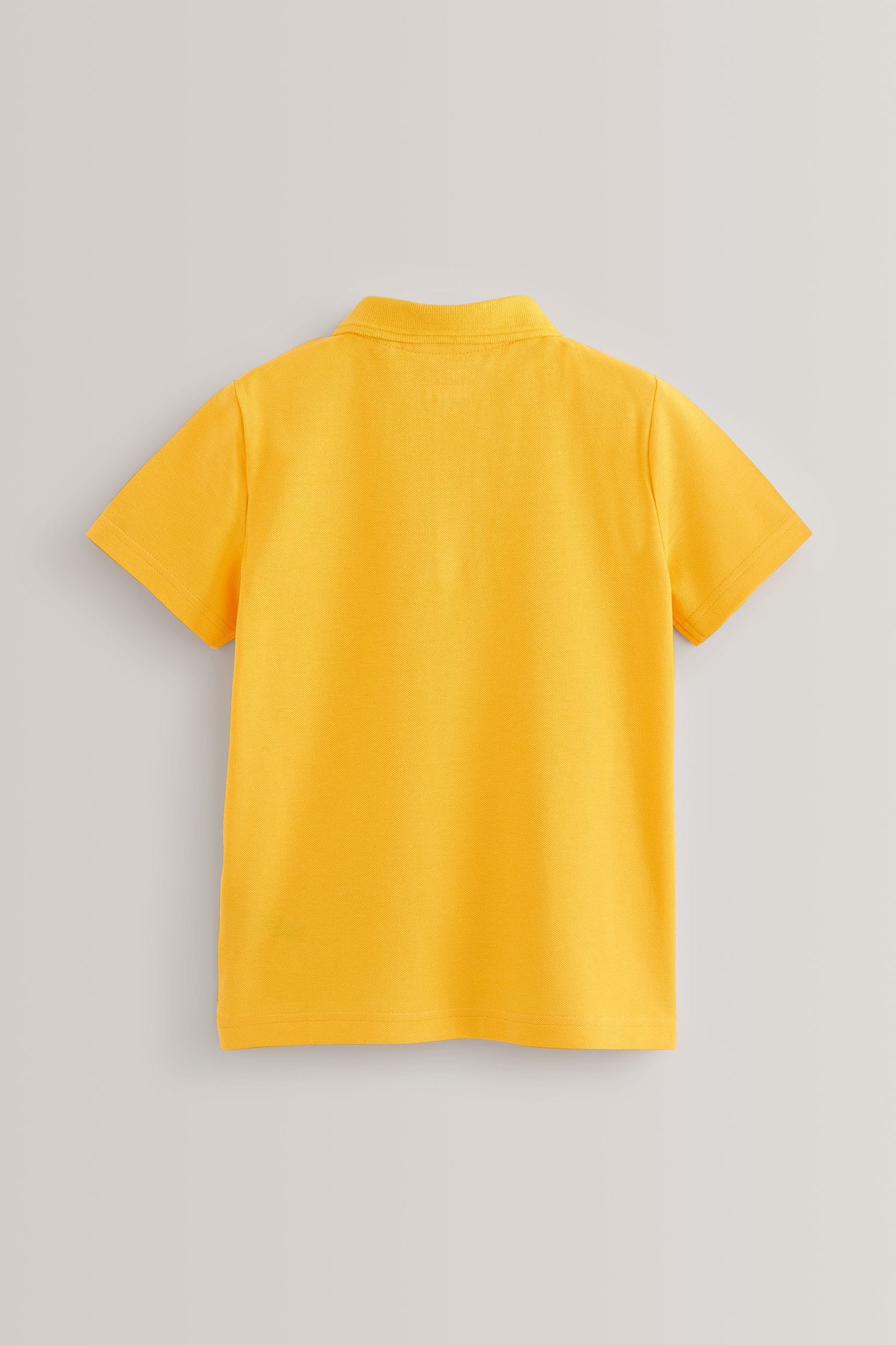 Yellow 2 Pack Cotton School Short Sleeve 100% Cotton Polo Shirts (3-16yrs)