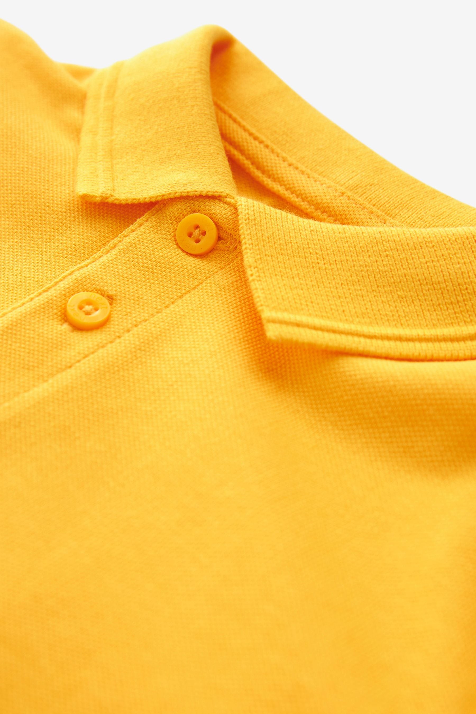 Yellow 2 Pack Cotton School Short Sleeve 100% Cotton Polo Shirts (3-16yrs)