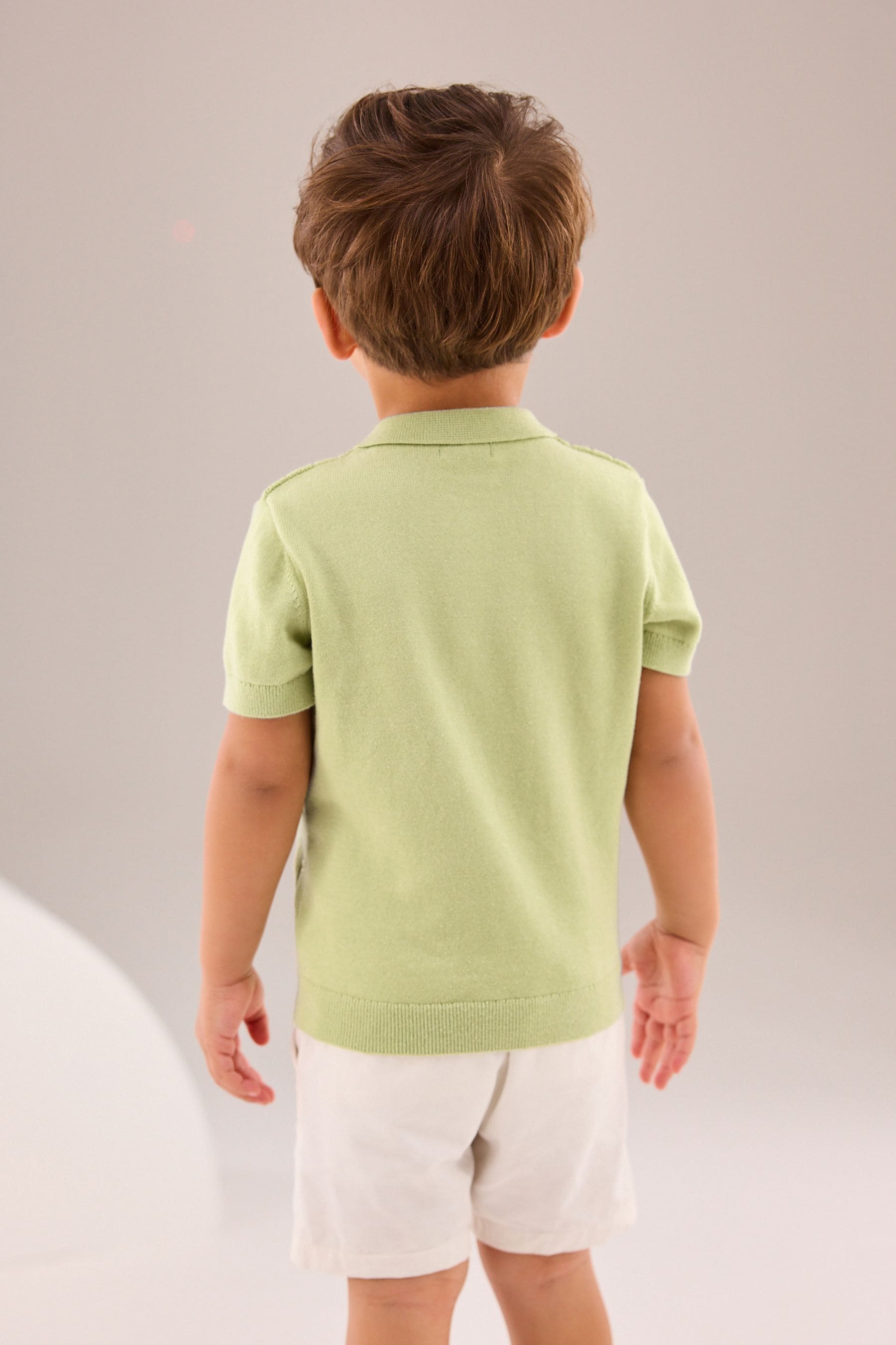 Lime Green Polo Short Sleeve Zip Neck 100% Cotton Sweater (3mths-7yrs)