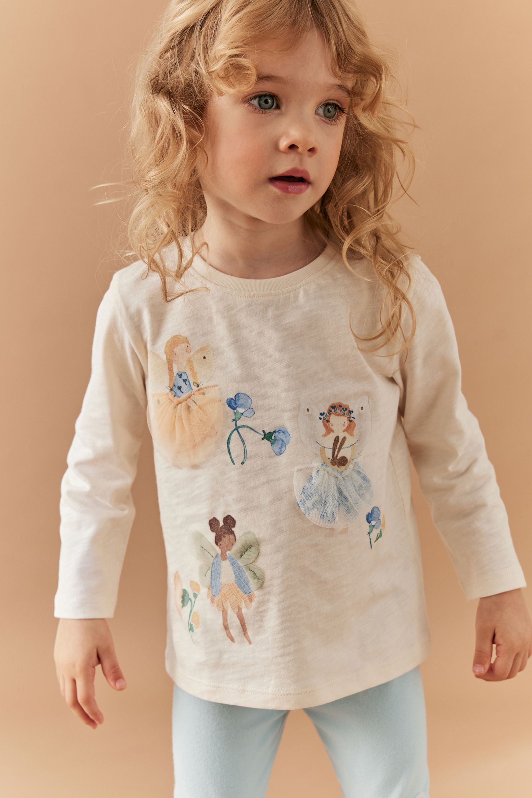 Ecru Cream Pretty Fairy Long Sleeve Character T-Shirt (3mths-7yrs)