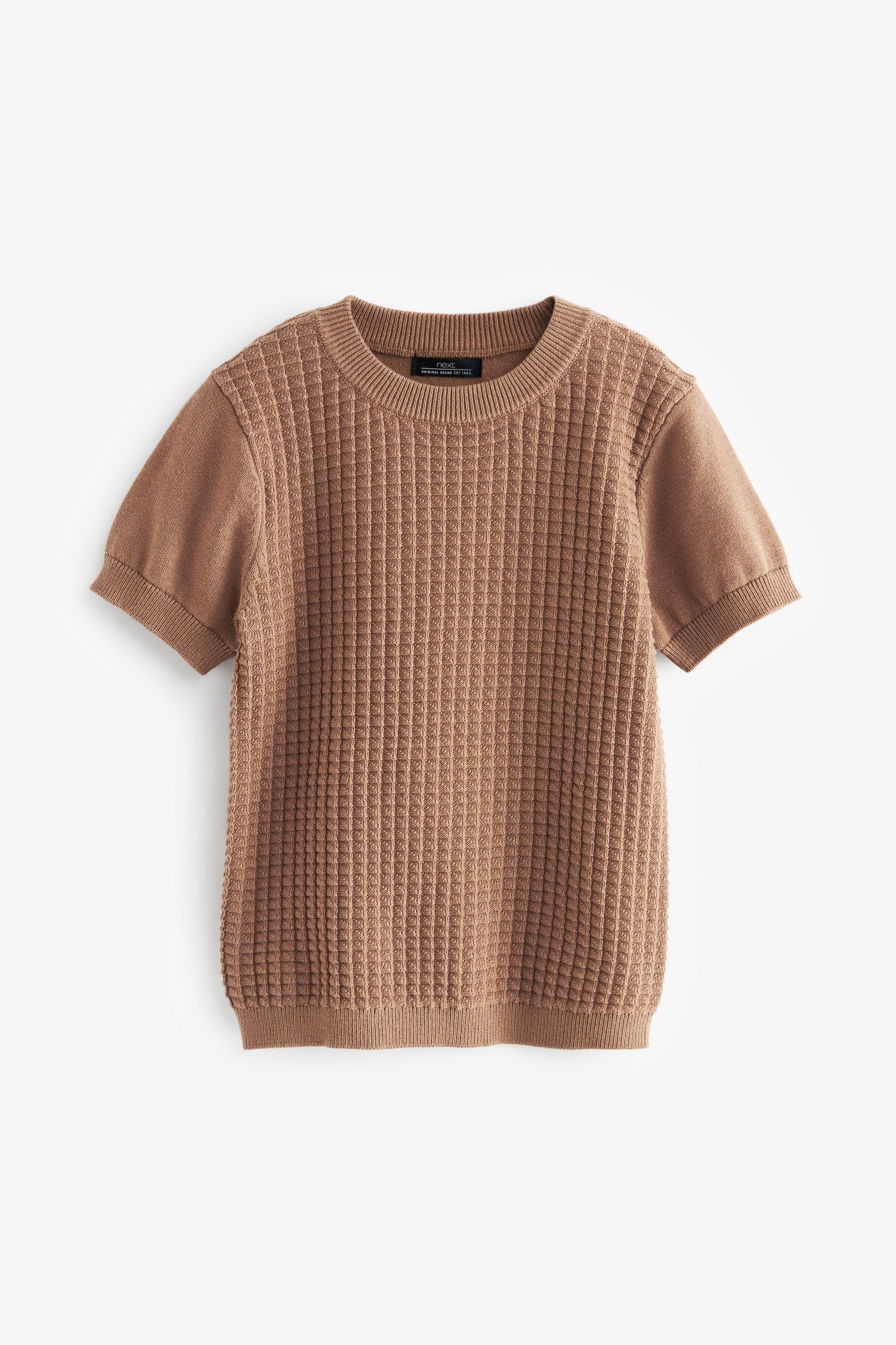 Tan 100% Cotton Textured Knitted T-Shirt (3mths-7yrs)