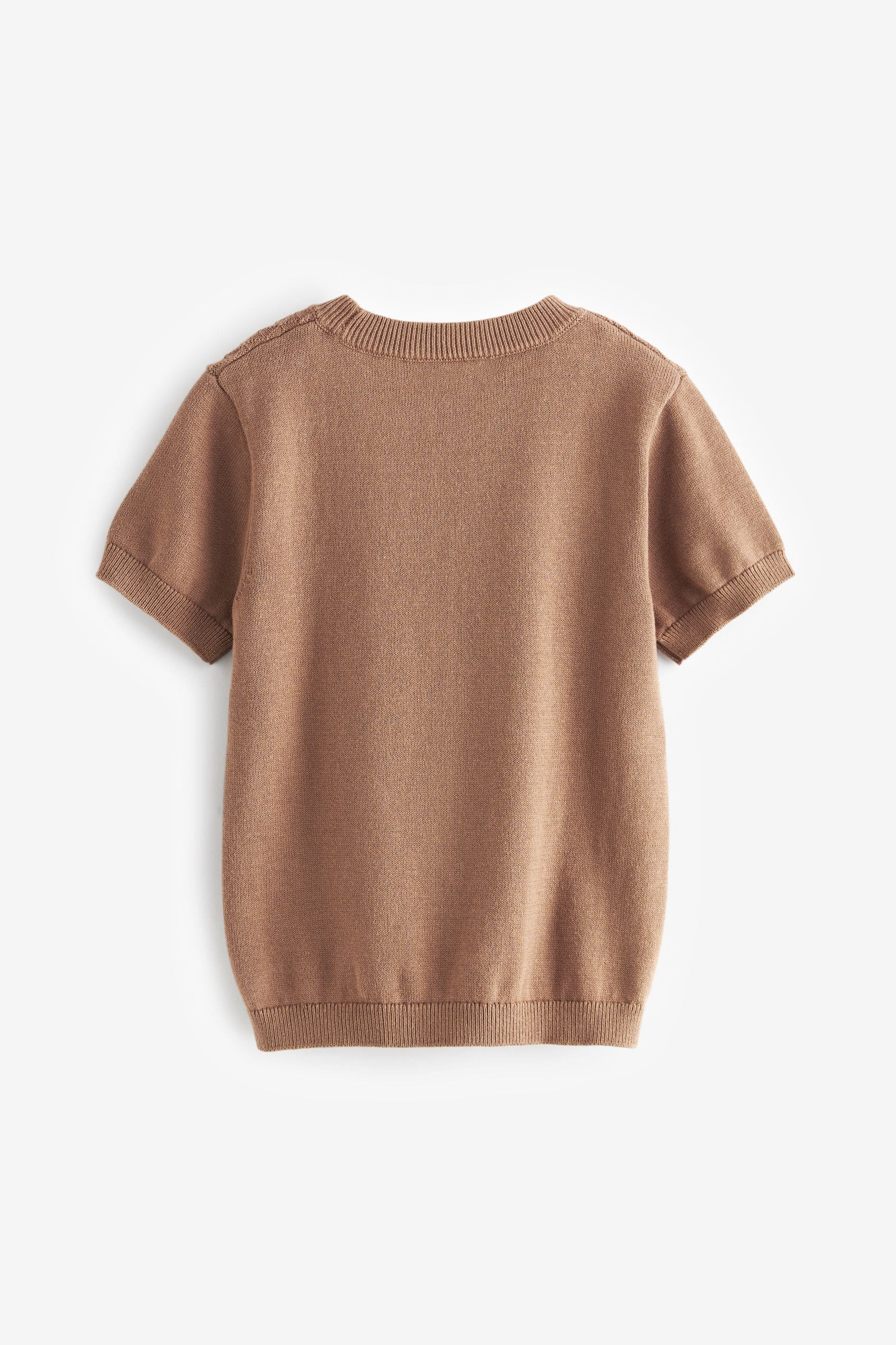 Tan 100% Cotton Textured Knitted T-Shirt (3mths-7yrs)