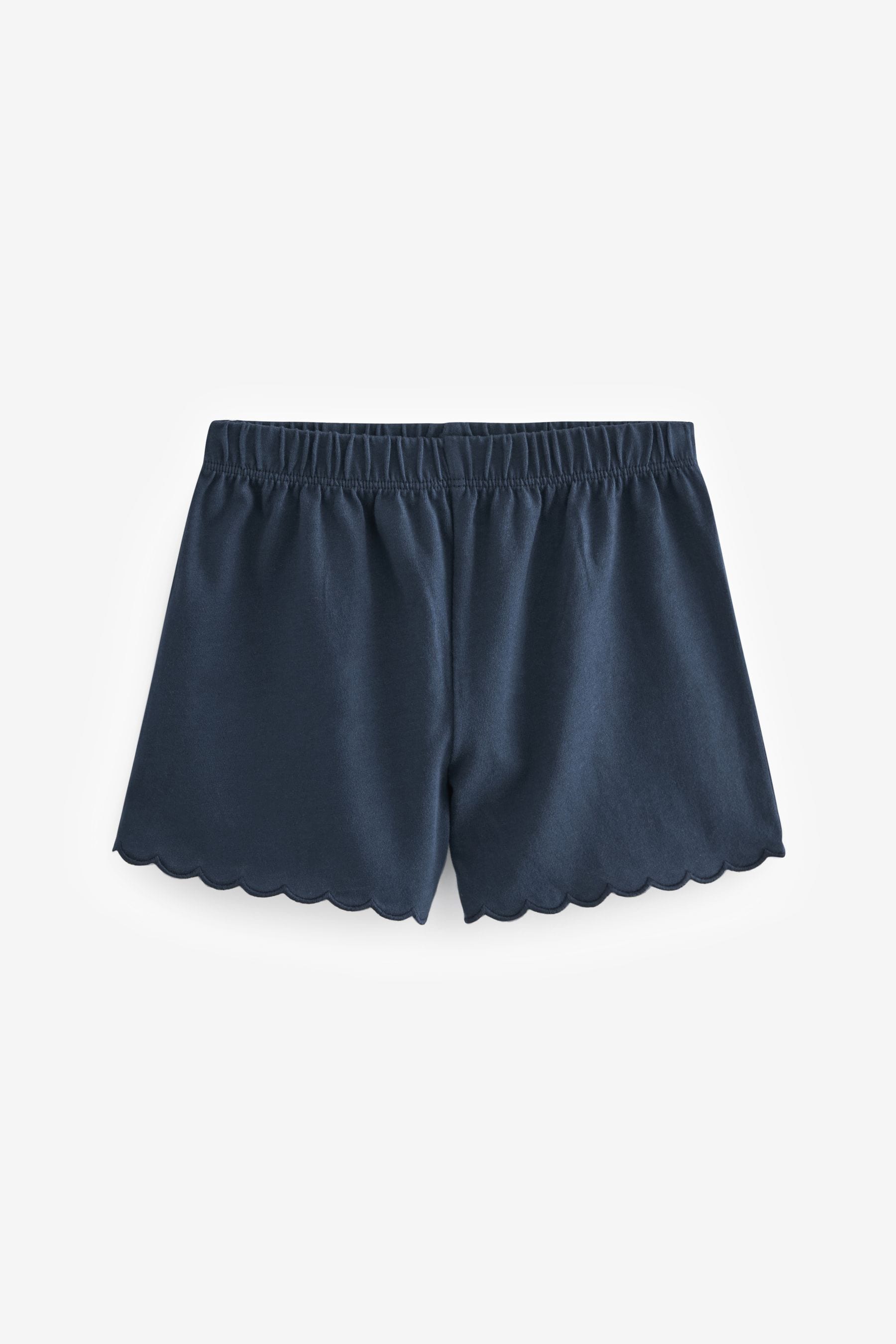 Navy 3 Pack Cotton Scallop Edge Shorts (3mths-7yrs)