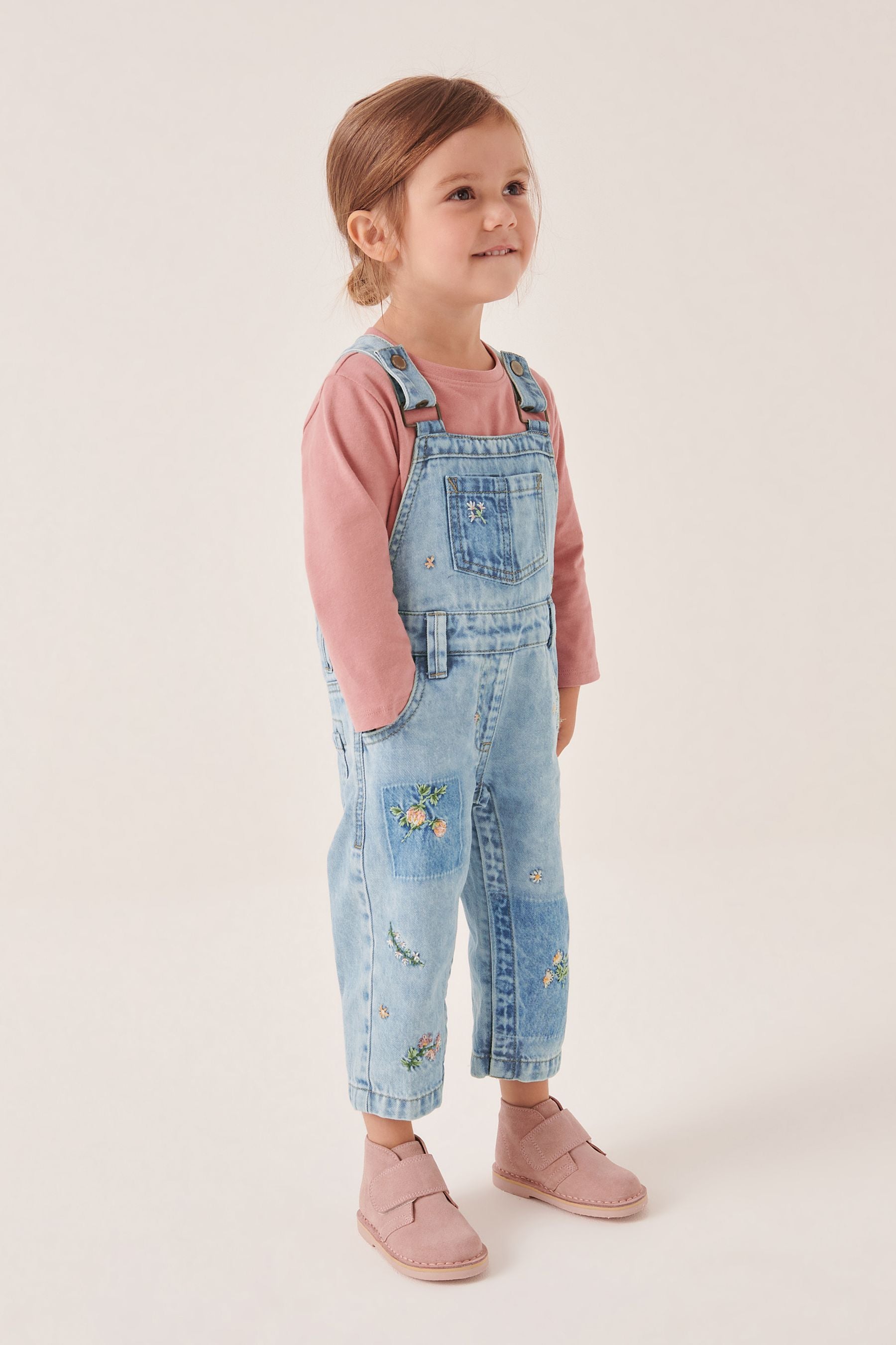 Blue Denim Embroidered Dungarees (3mths-7yrs)