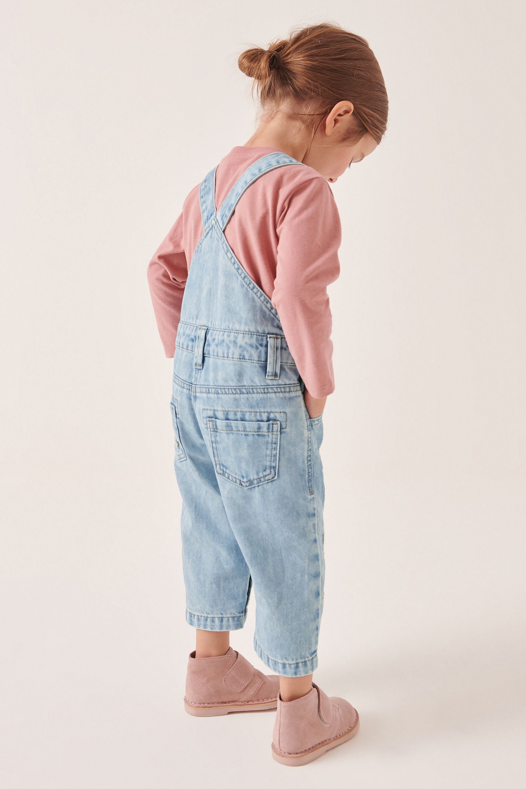 Blue Denim Embroidered Dungarees (3mths-7yrs)