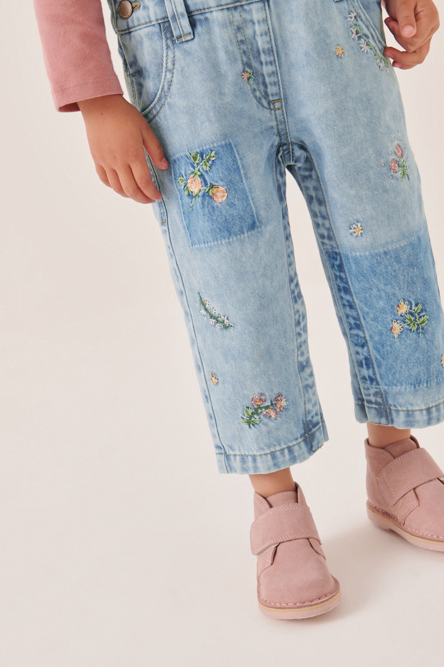 Blue Denim Embroidered Dungarees (3mths-7yrs)