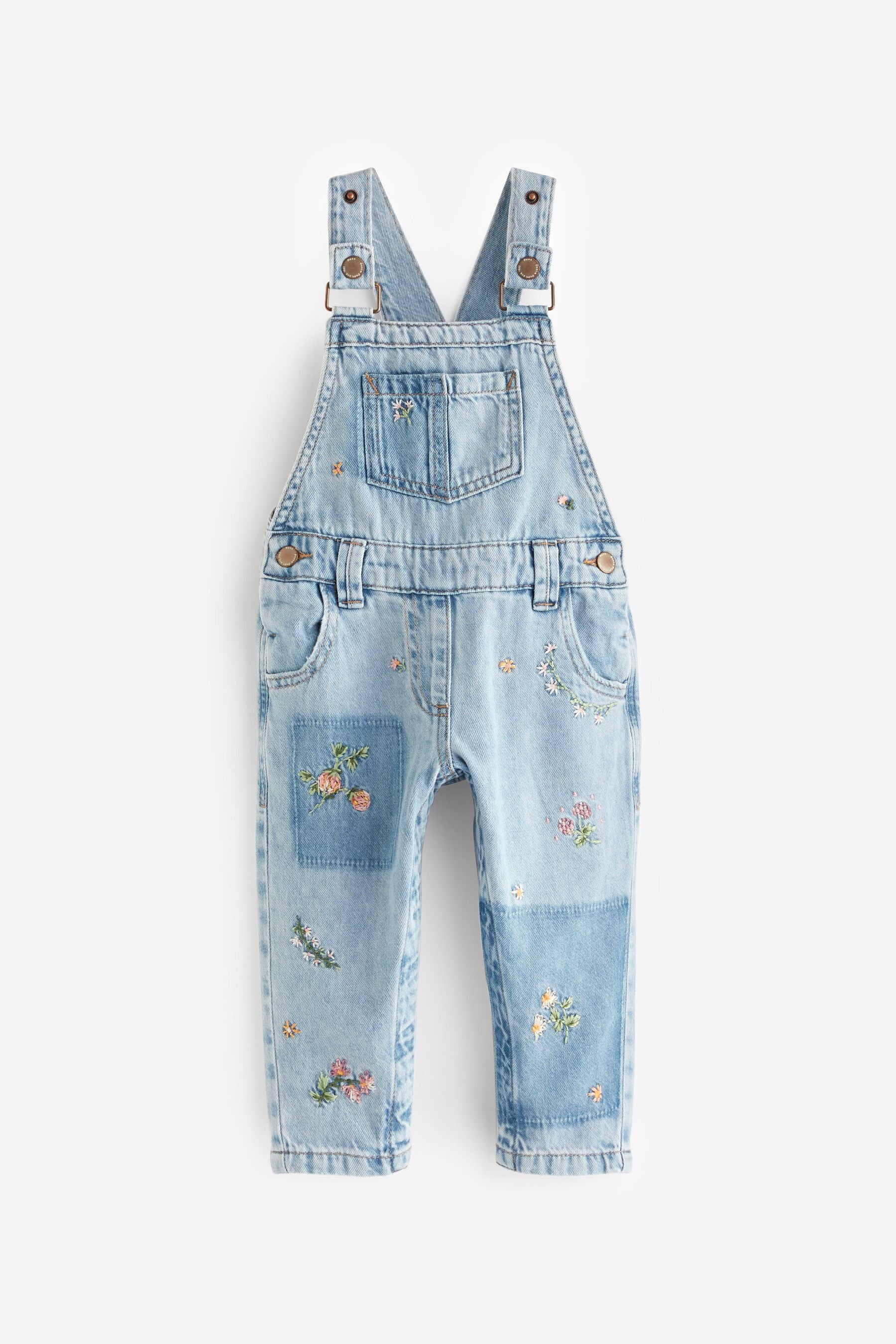 Blue Denim Embroidered Dungarees (3mths-7yrs)