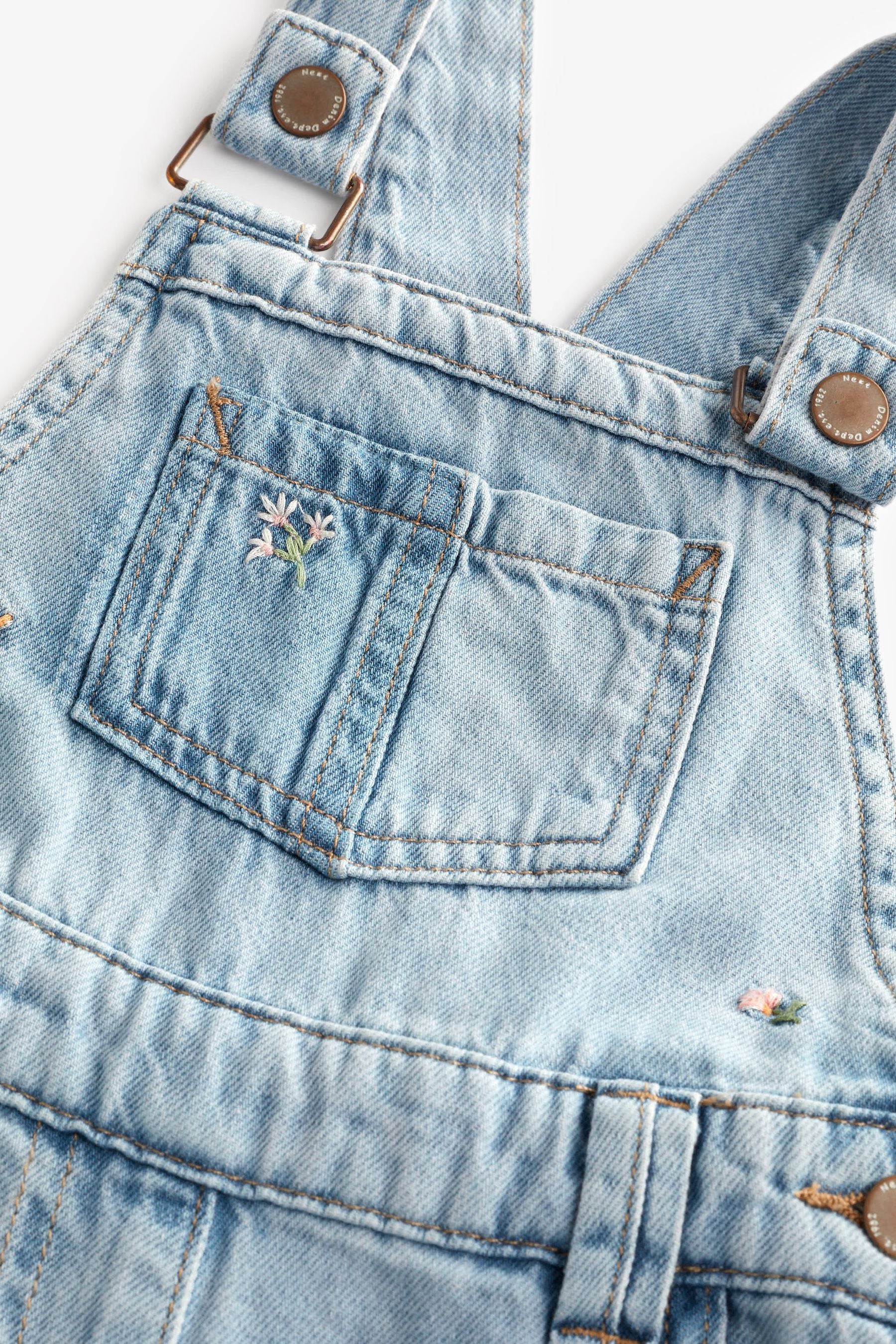 Blue Denim Embroidered Dungarees (3mths-7yrs)