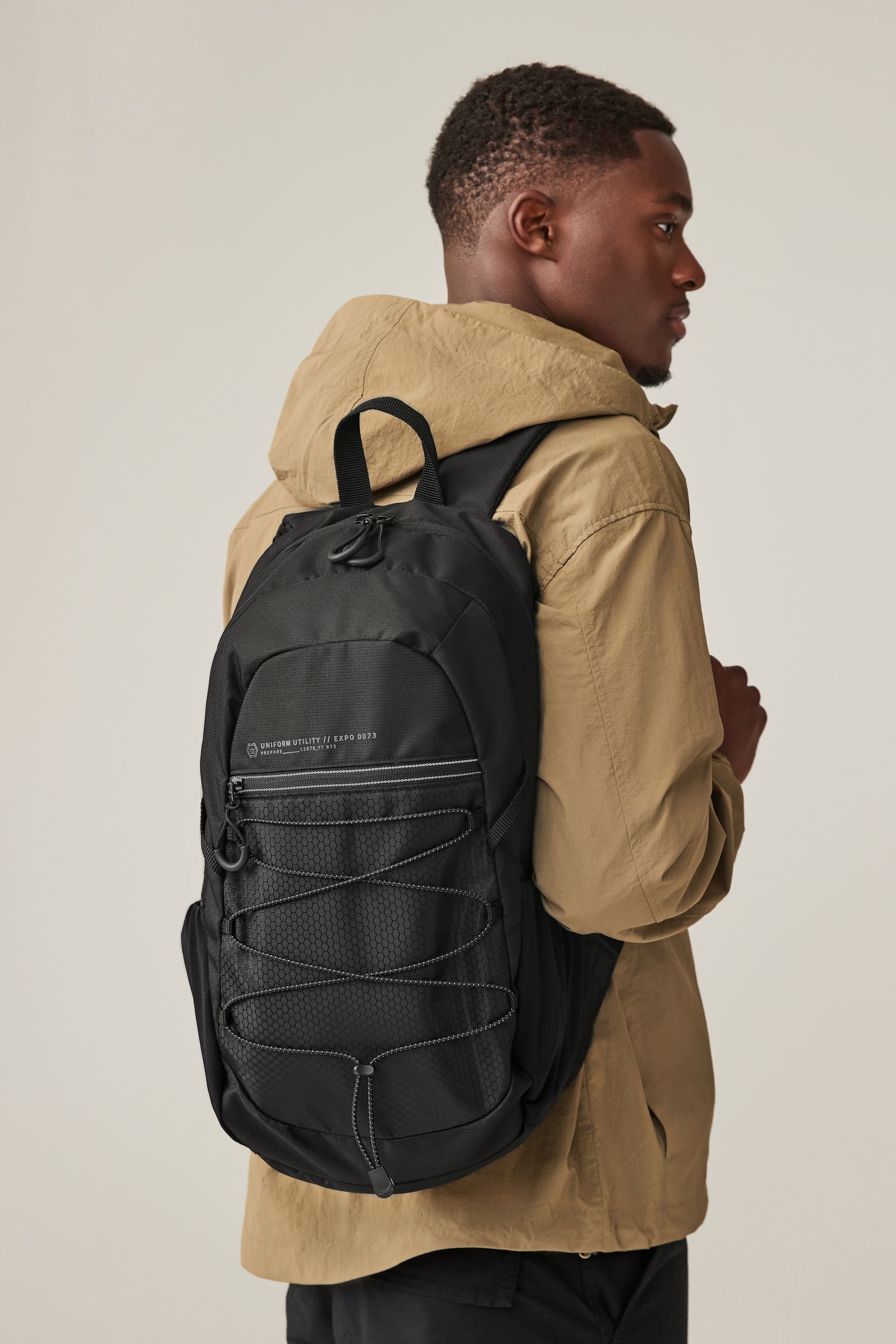 Black Bungee Cord Rucksack