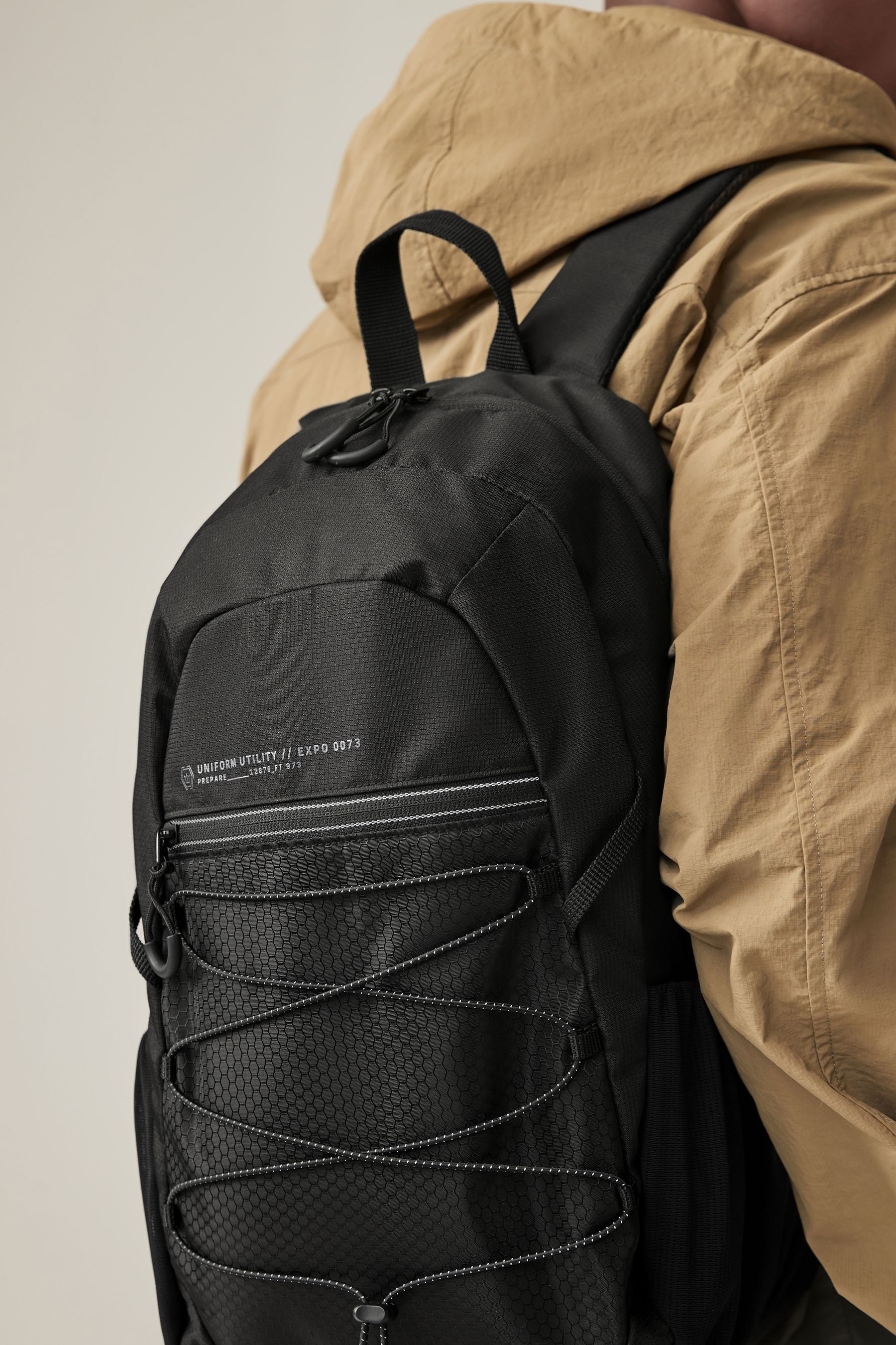 Black Bungee Cord Rucksack