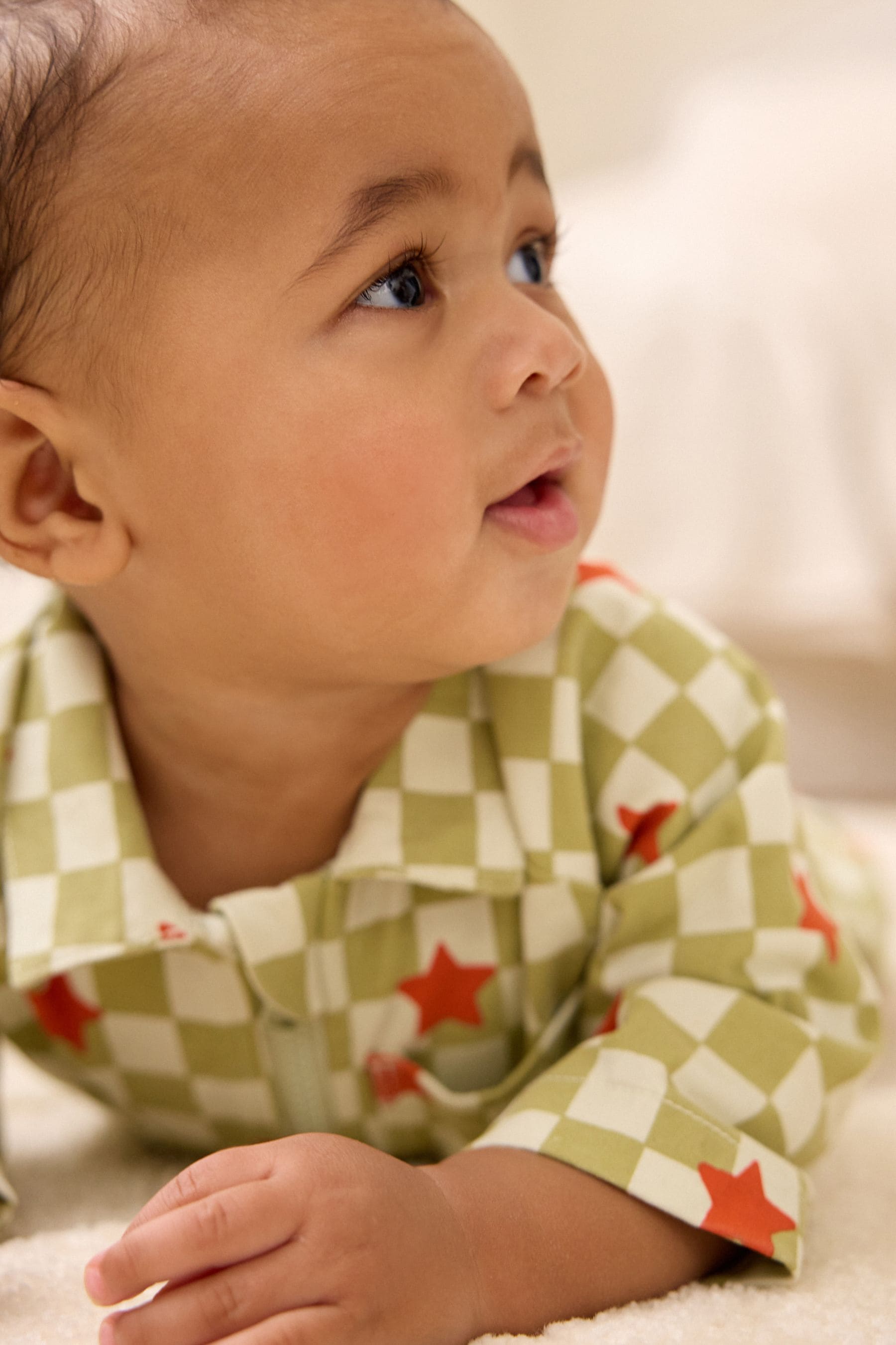 Green Checkerboard Baby Utility Romper (0mths-2yrs)