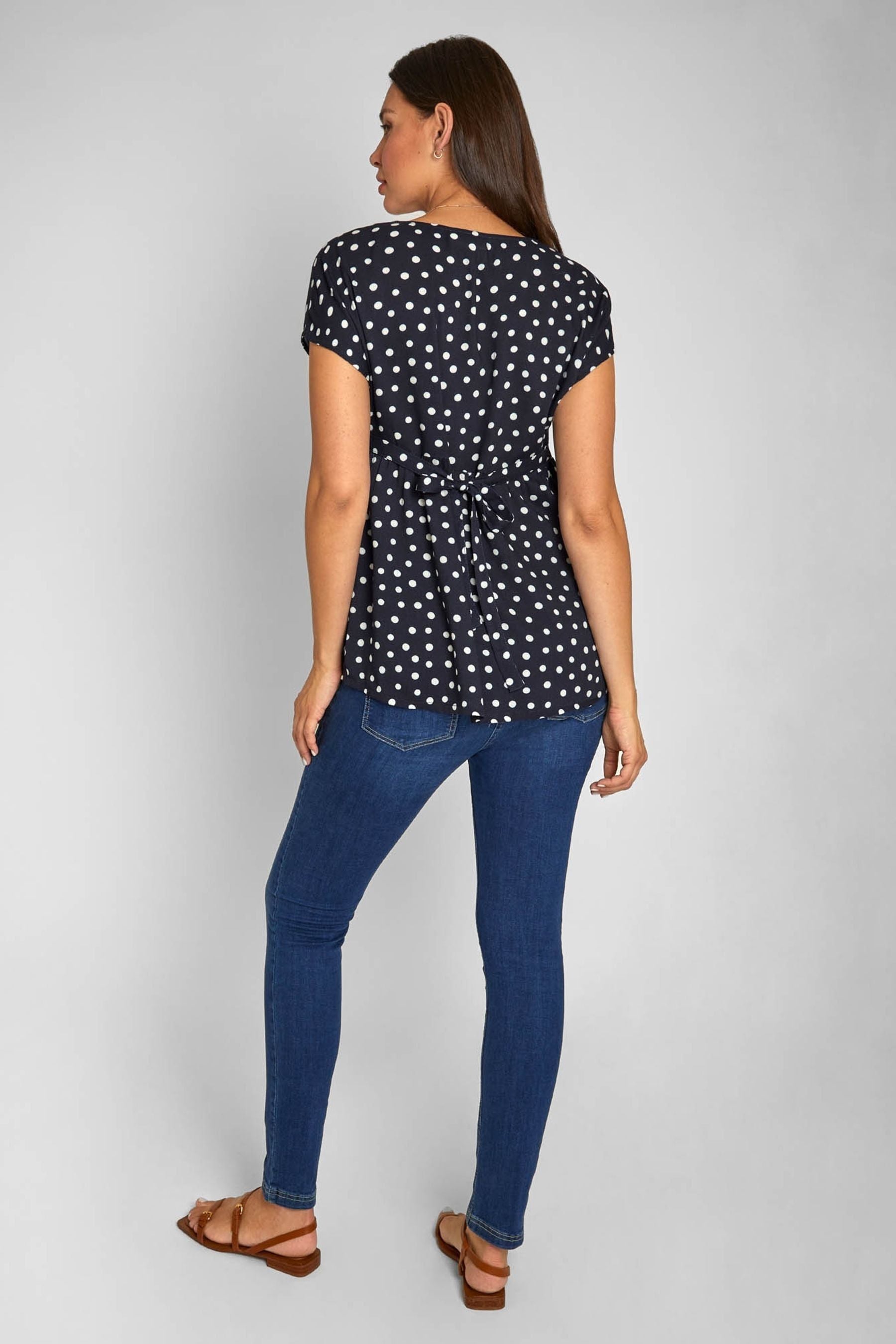 Navy JoJo Maman Bébé Spot Maternity Blouse