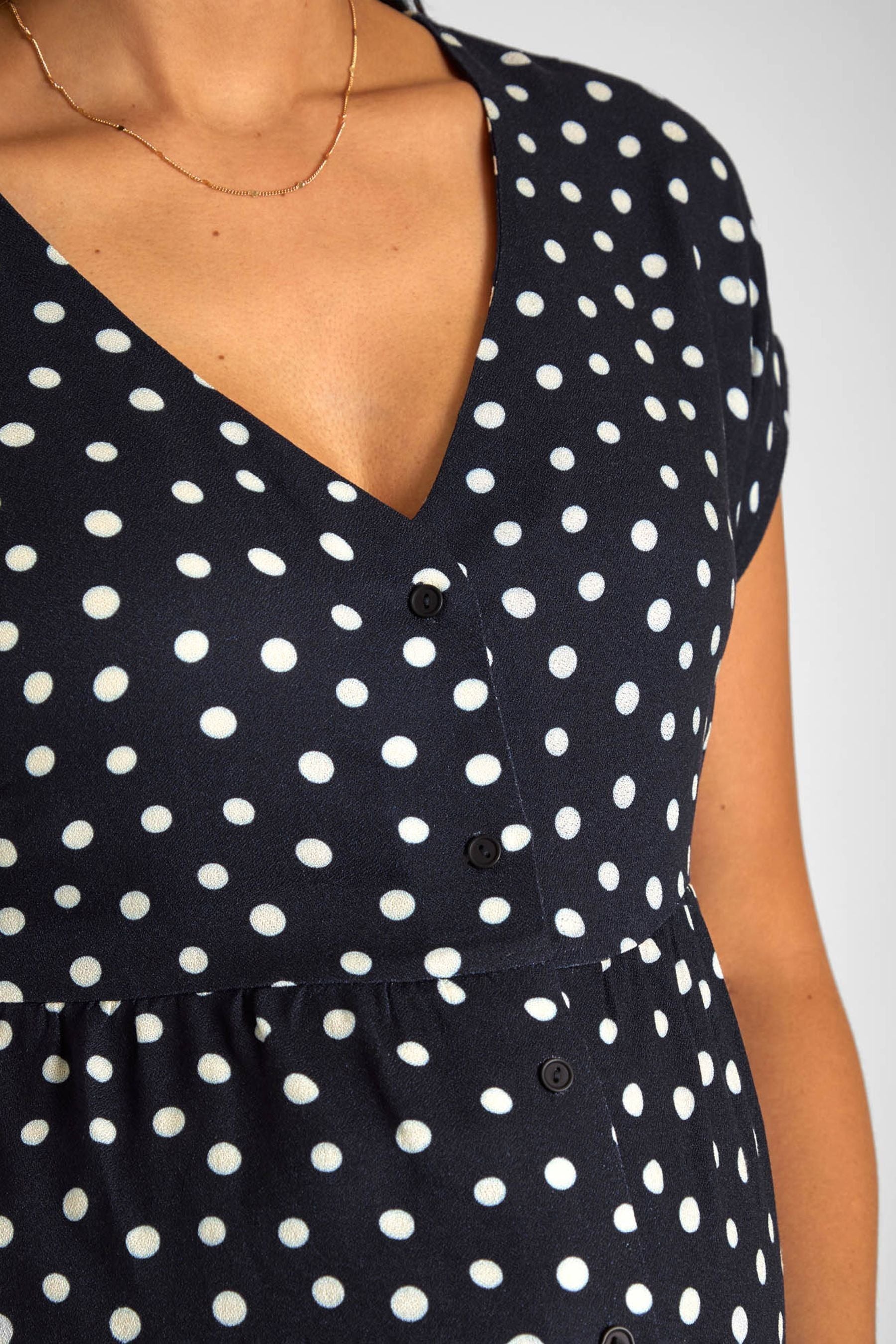 Navy JoJo Maman Bébé Spot Maternity Blouse