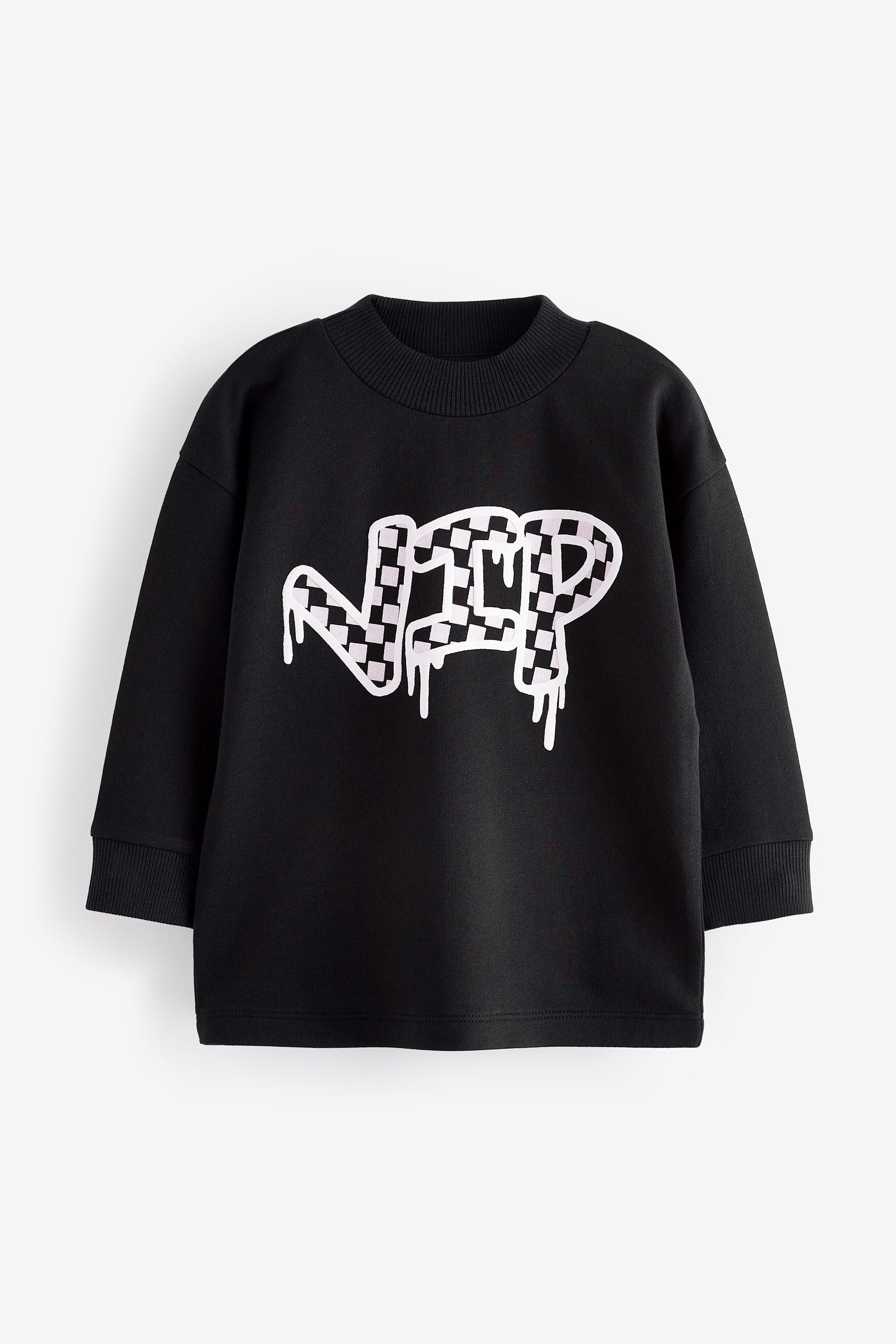 Black Print Long Sleeve Graffiti 100% Cotton T-Shirt (3mths-7yrs)