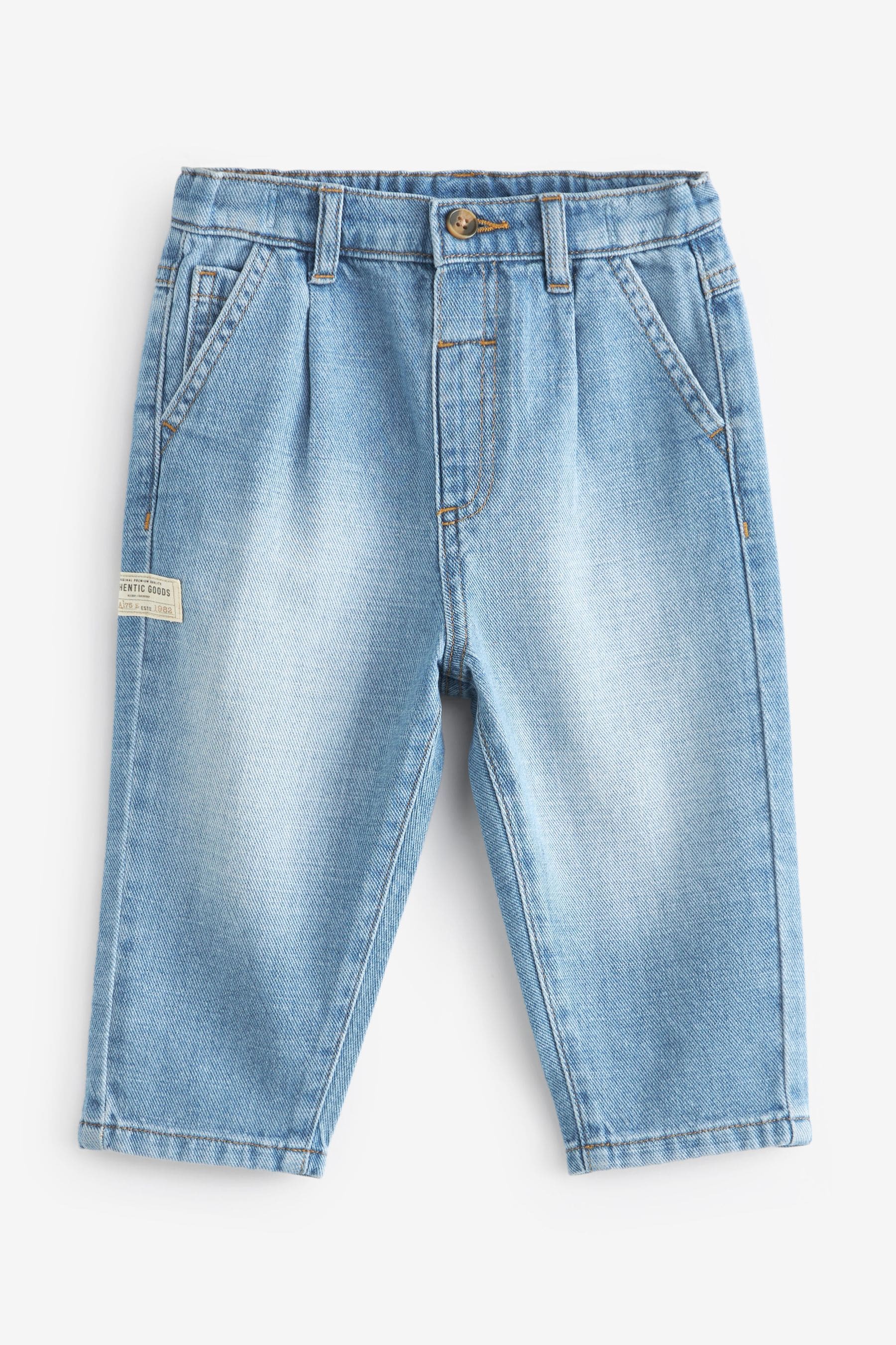 Light Blue Denim 100% Cotton Pleat Front Jeans (3mths-7yrs)