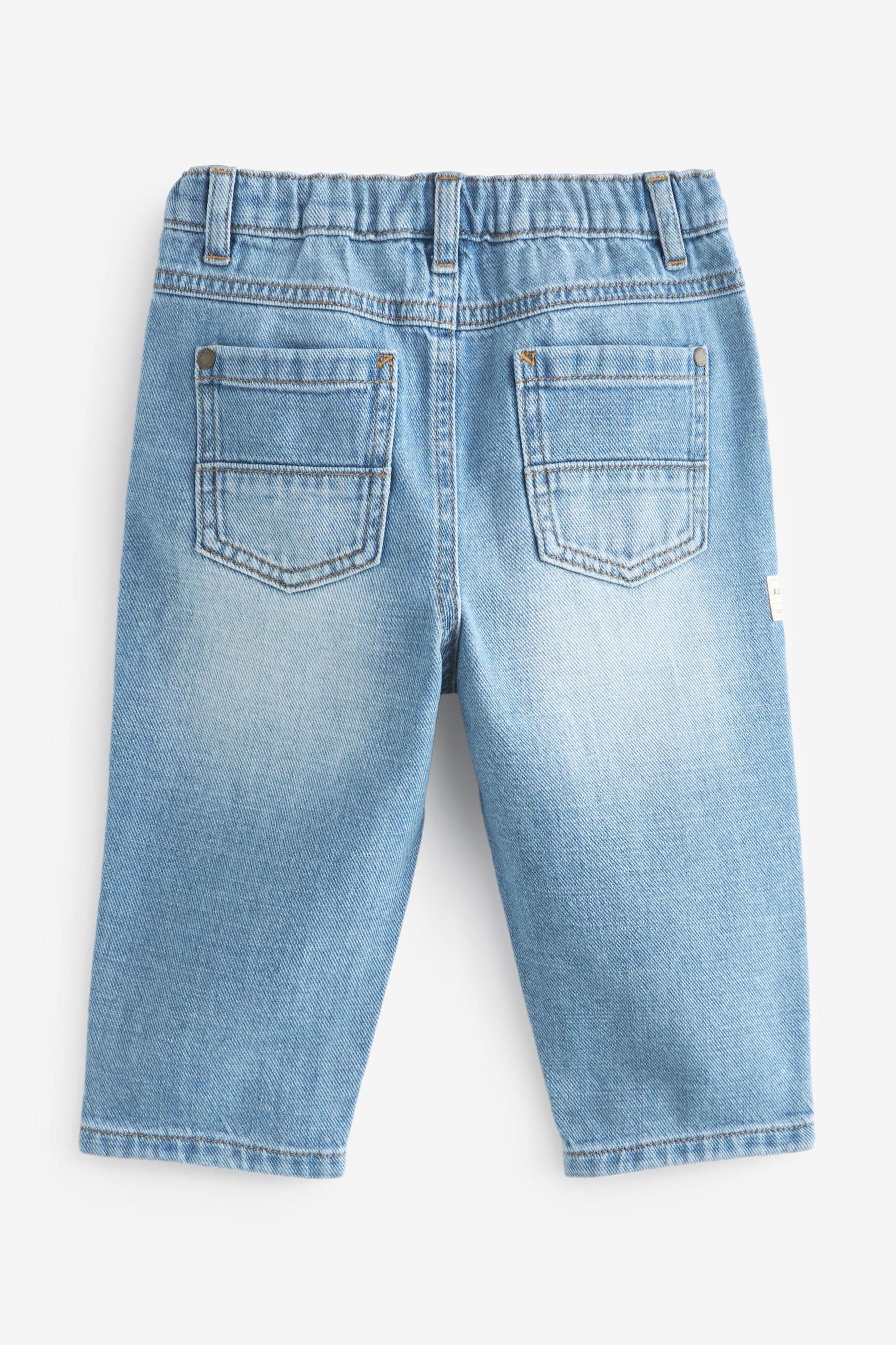 Light Blue Denim 100% Cotton Pleat Front Jeans (3mths-7yrs)