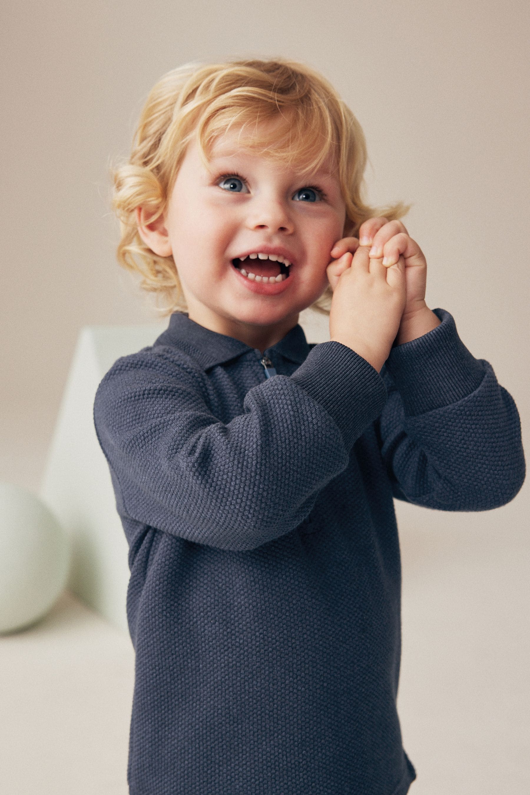 Navy/Tan Zip Neck Polo and Joggers Set (3mths-7yrs)