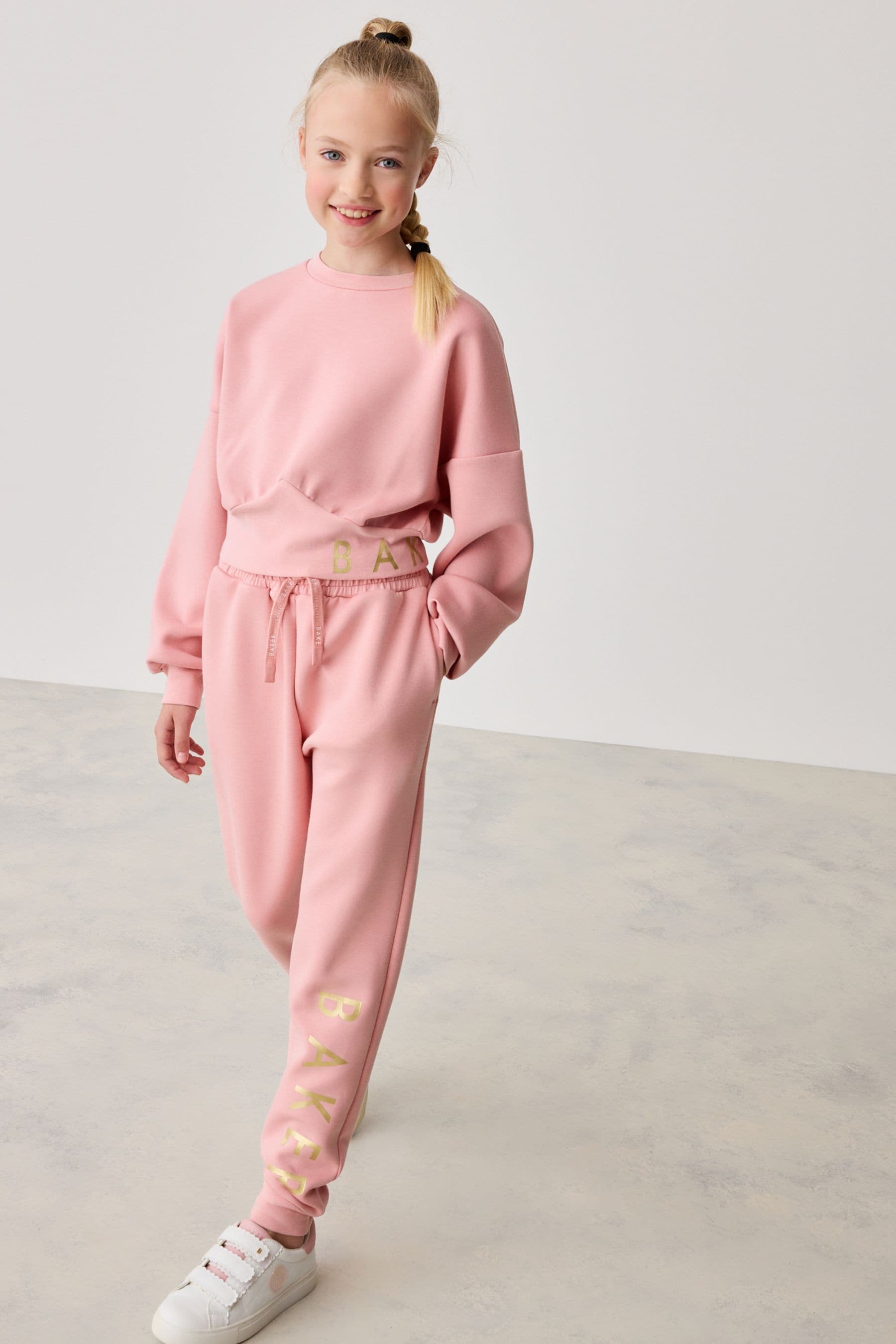 Baker by Ted Baker Pink Cropped Sweater and Jogger Set