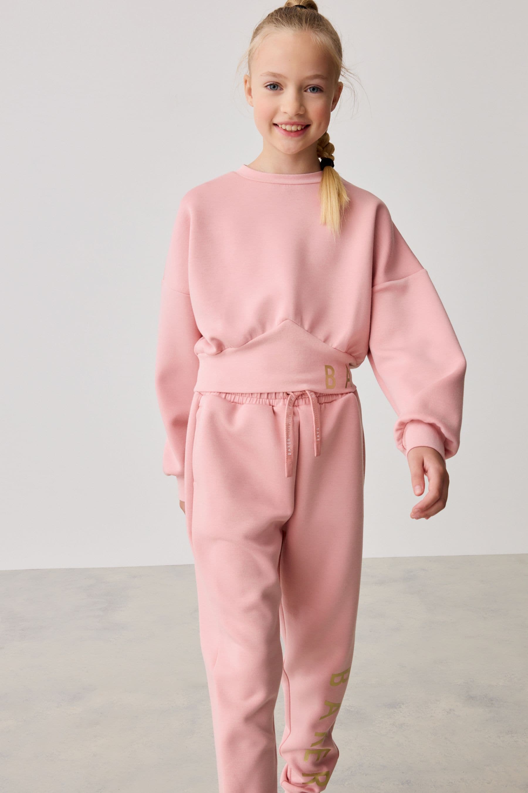 Baker by Ted Baker Pink Cropped Sweater and Jogger Set