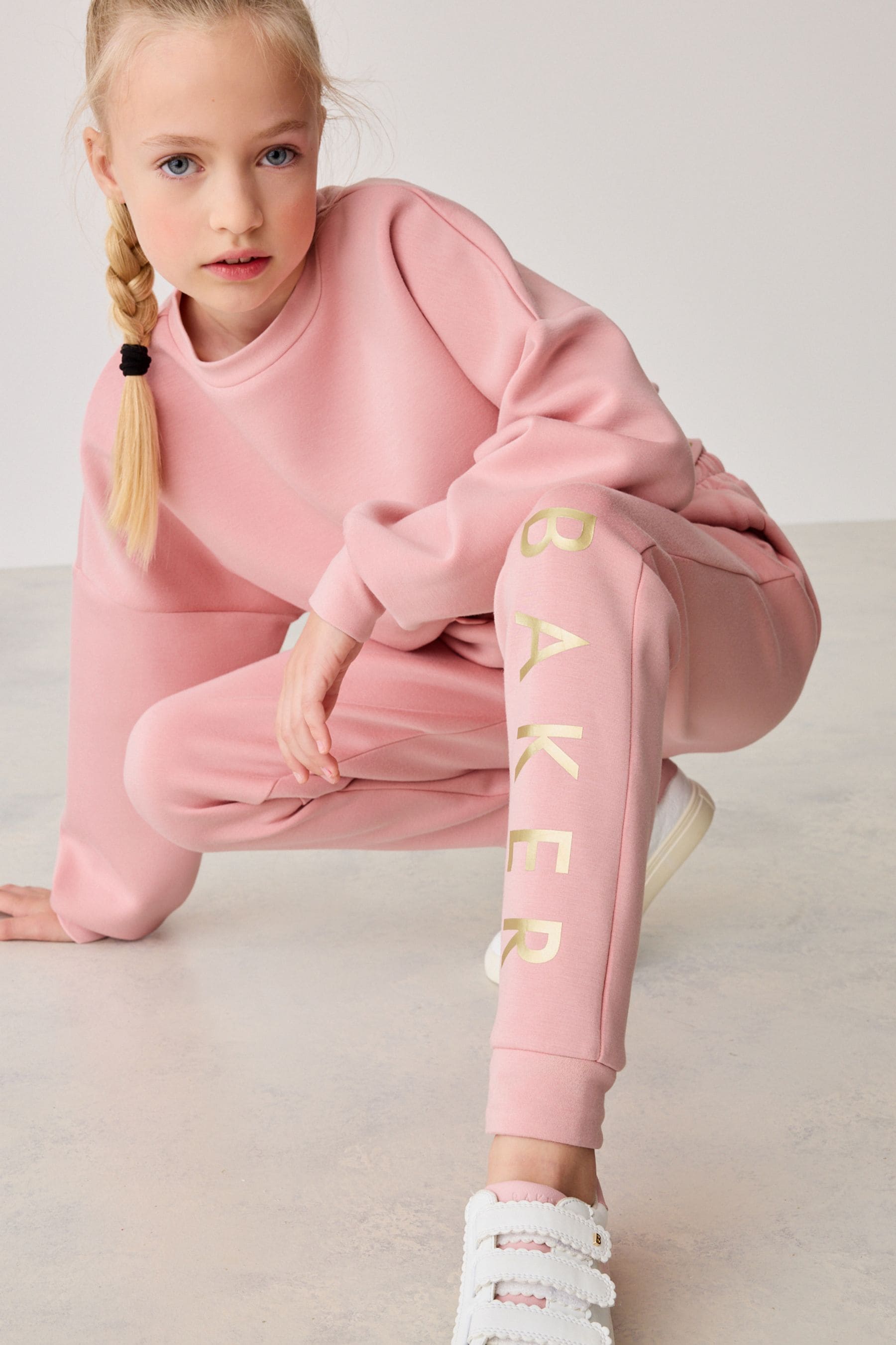 Baker by Ted Baker Pink Cropped Sweater and Jogger Set