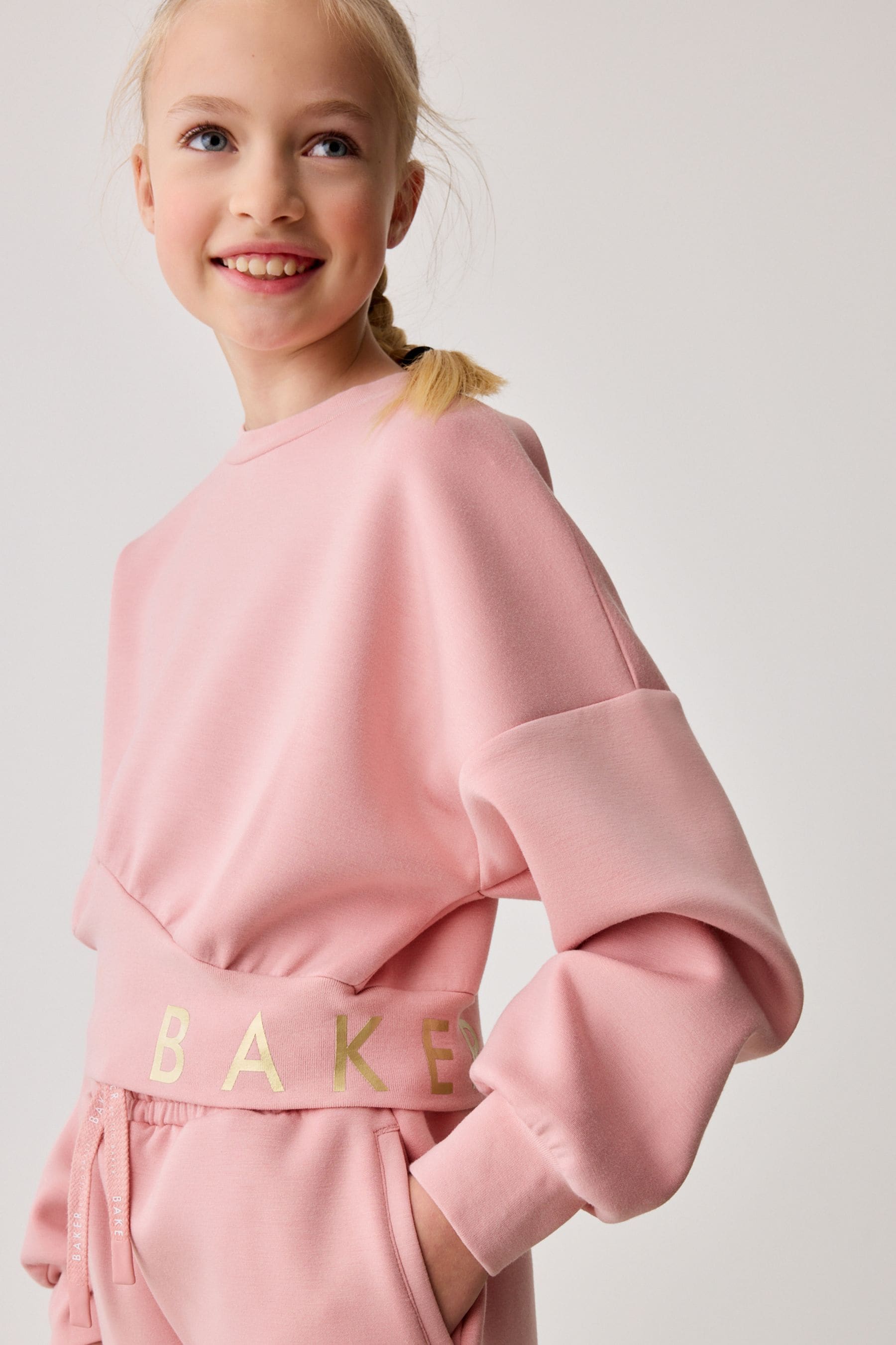 Baker by Ted Baker Pink Cropped Sweater and Jogger Set