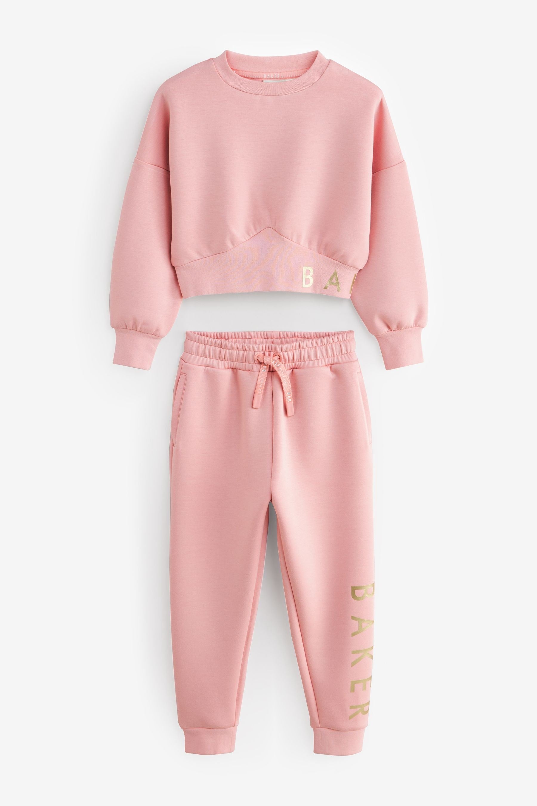 Baker by Ted Baker Pink Cropped Sweater and Jogger Set