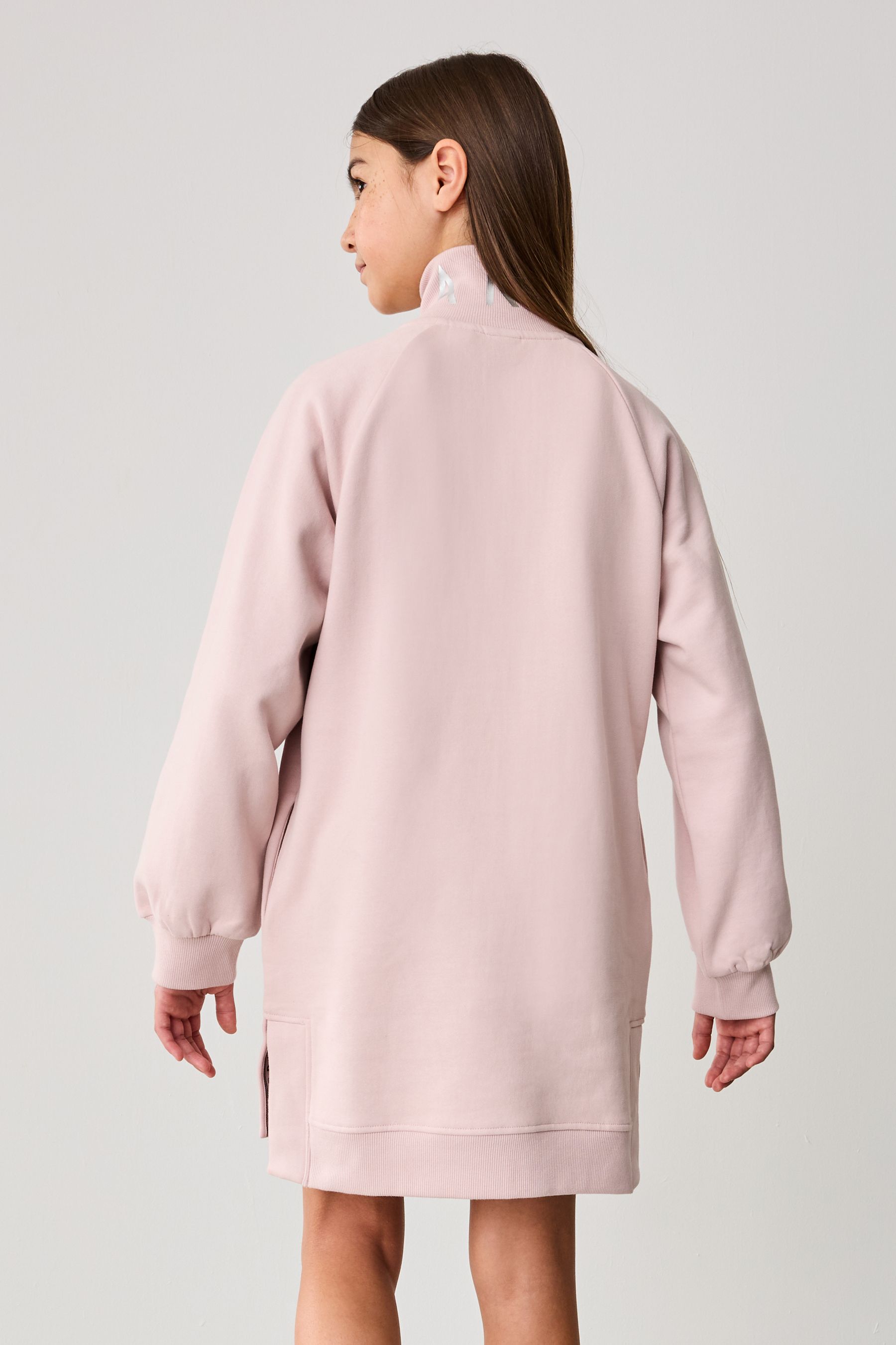 Baker by Ted Baker Pink 100% Cotton Zip Neck Sweat Dress